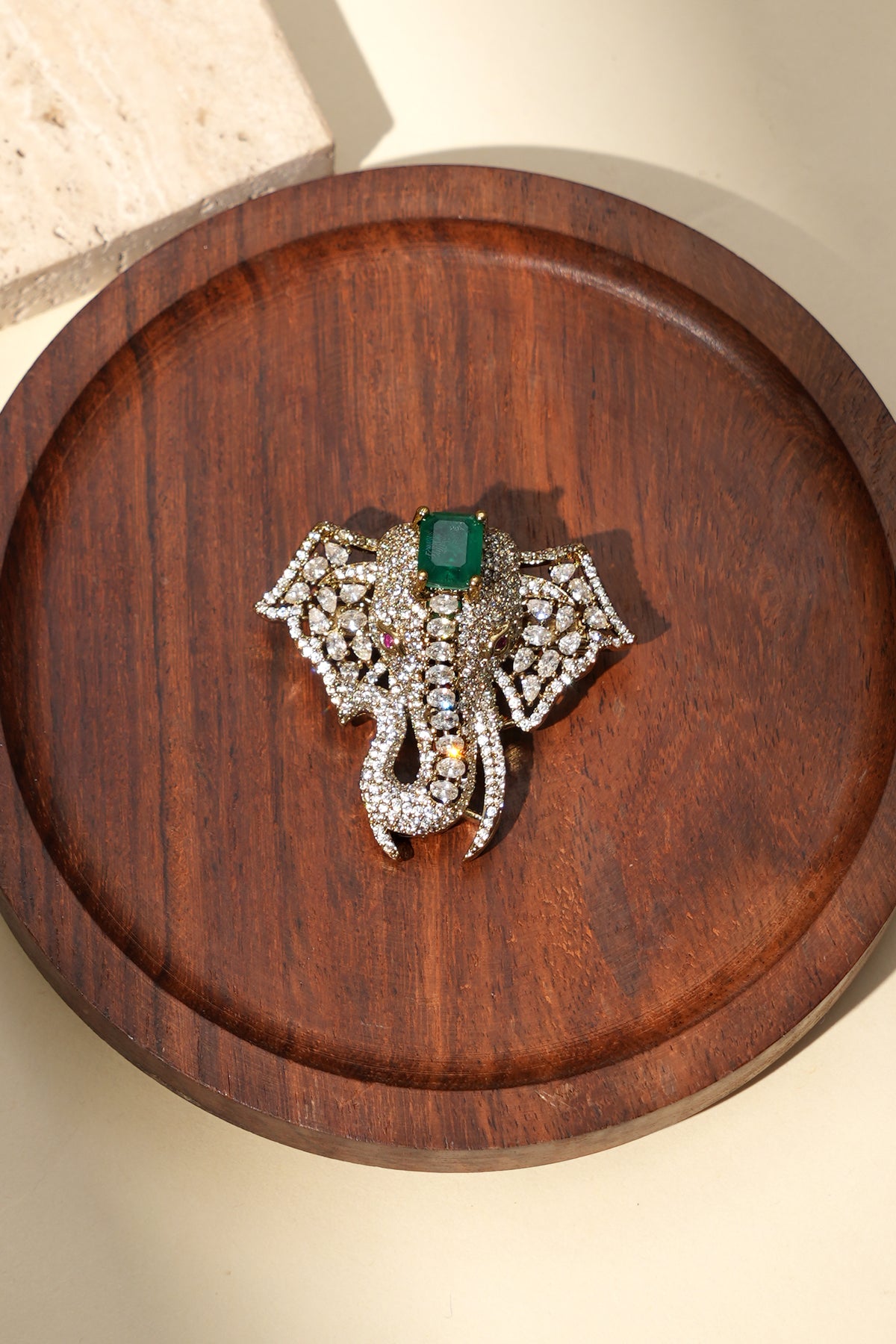 Gajraj Darbar Diamond Emerald Brooch
