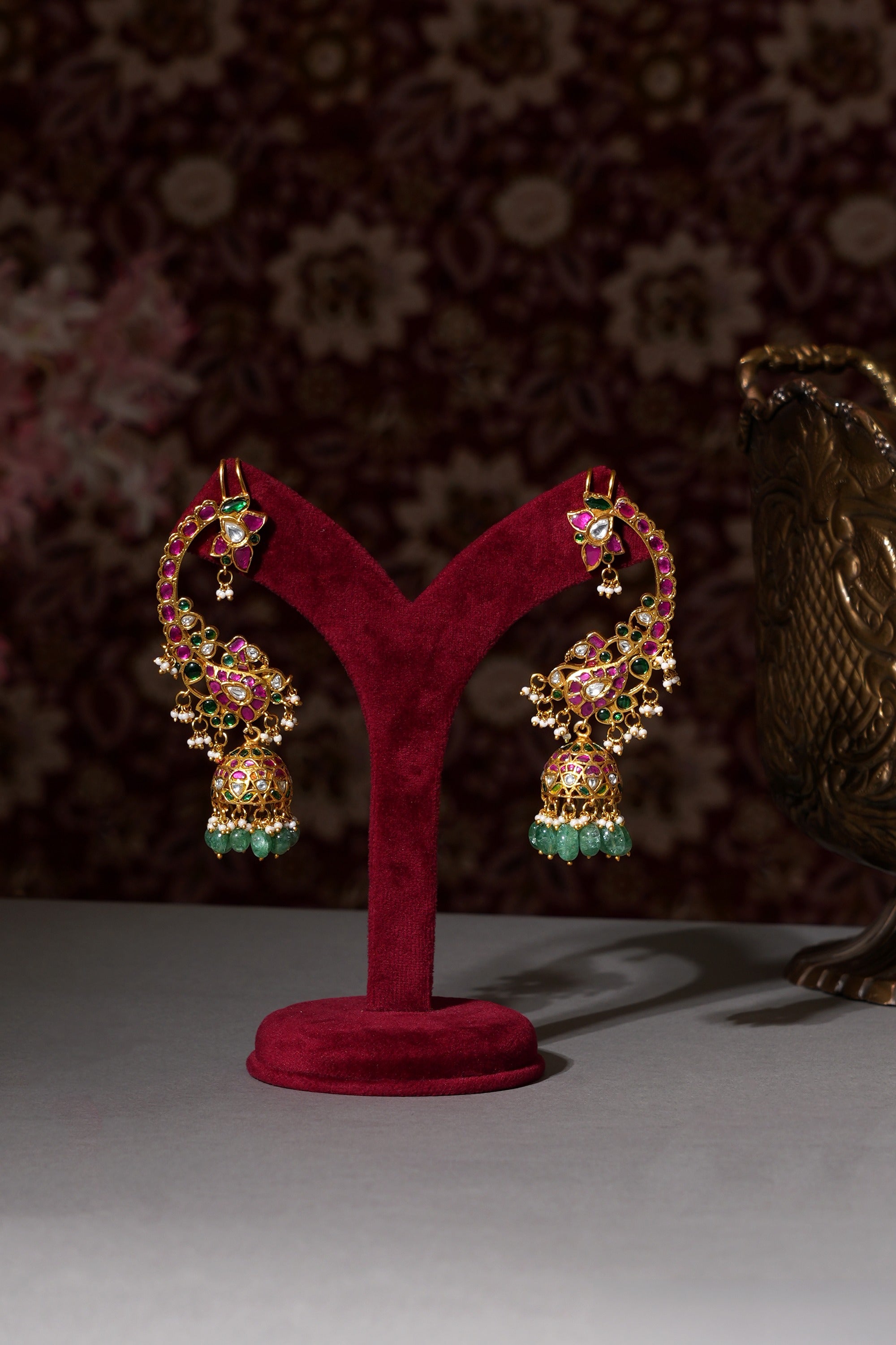 Premium Kundan Jadau Kaanphool Earrings