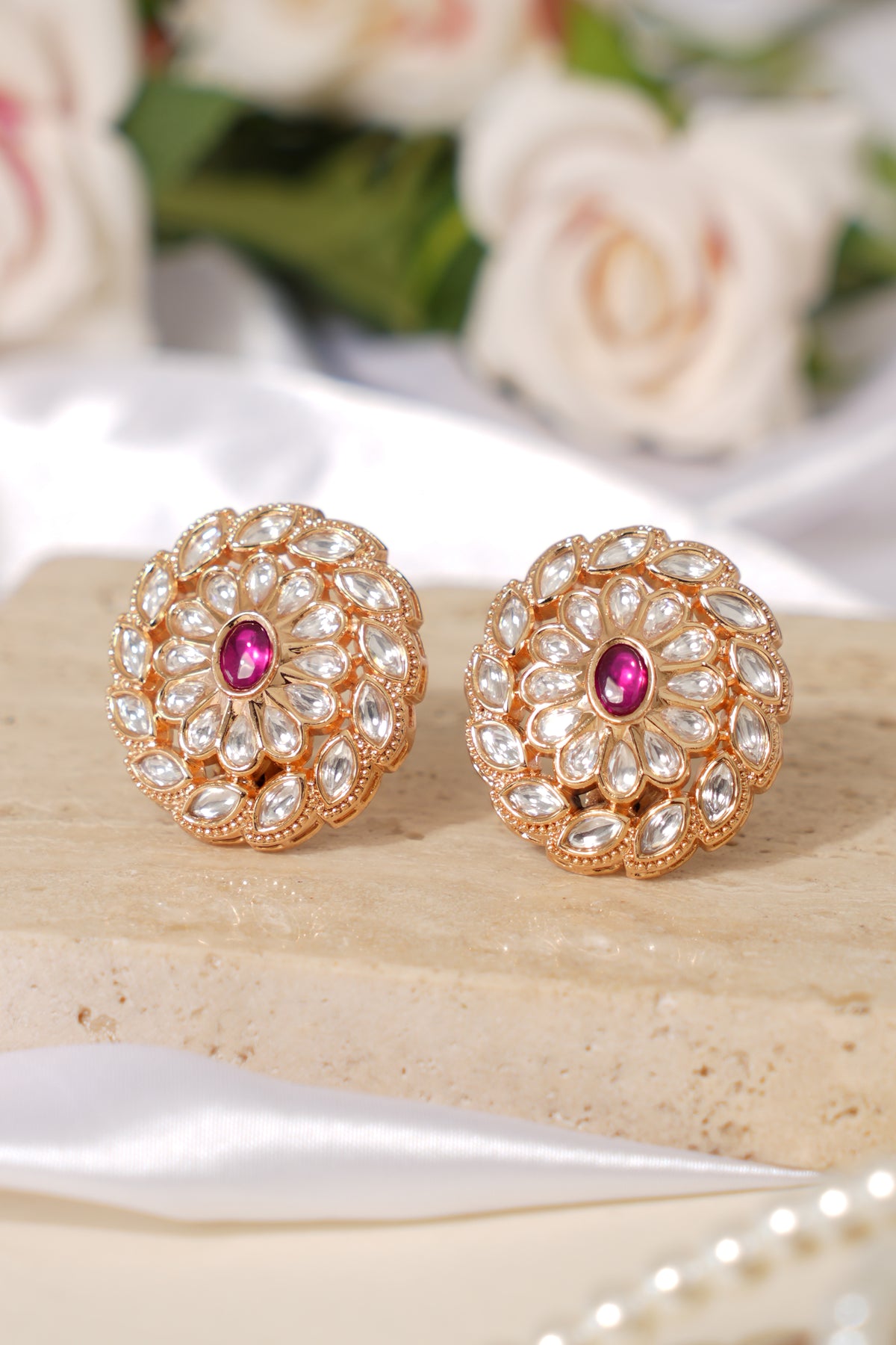 Heritage Kundan Ruby Gold Plated Studs