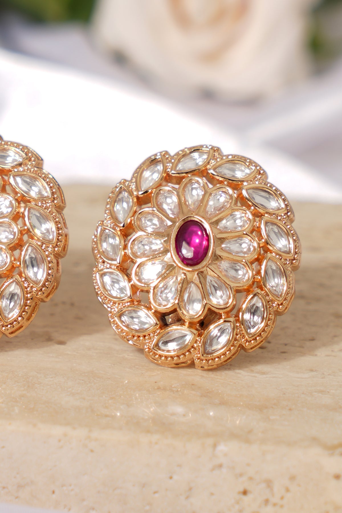 Heritage Kundan Ruby Gold Plated Studs