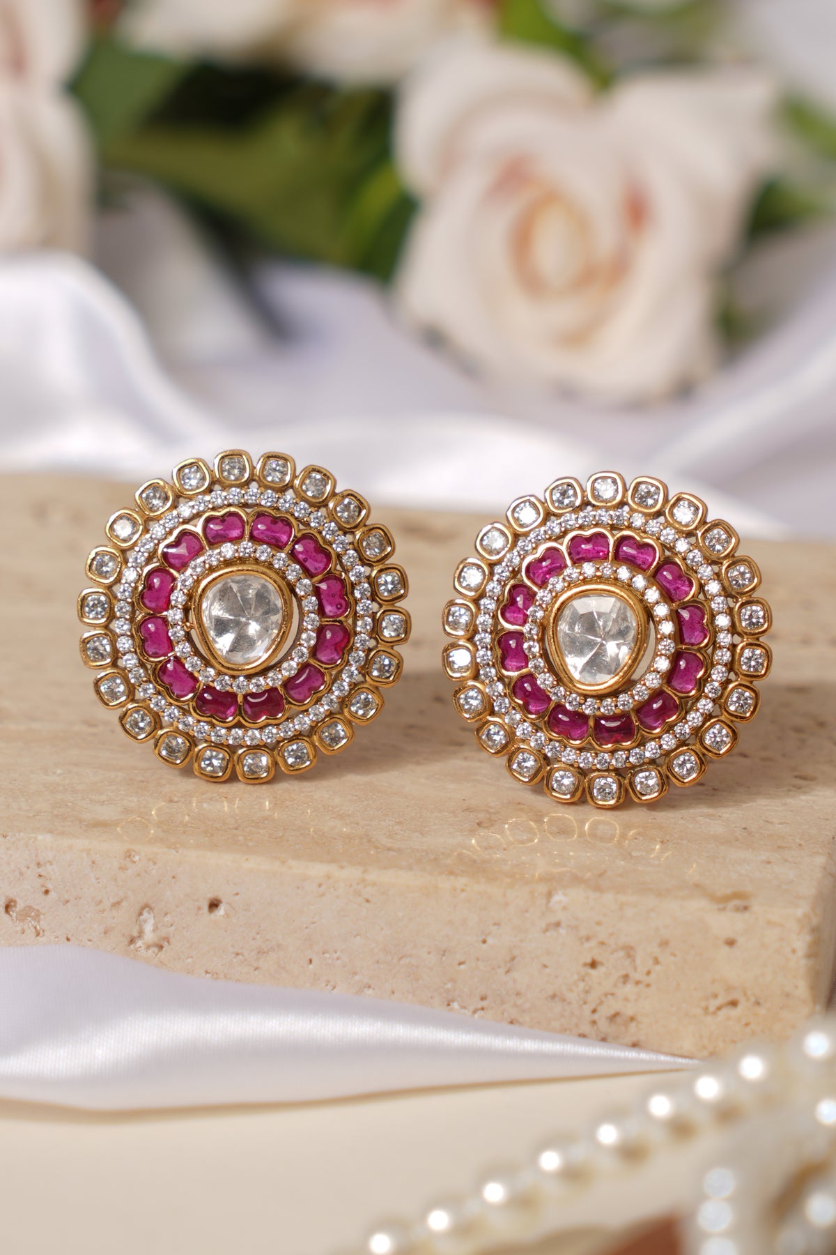 Designer Kundan Stud Earrings for Women