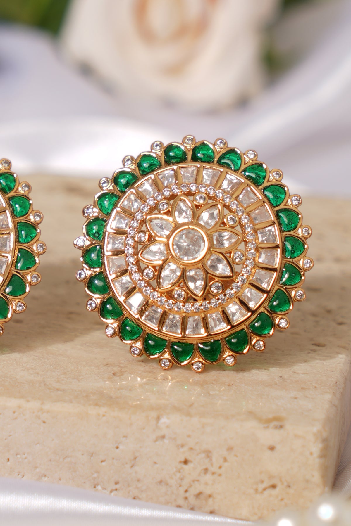 Gold Plated Kundan Stud Earrings for Women