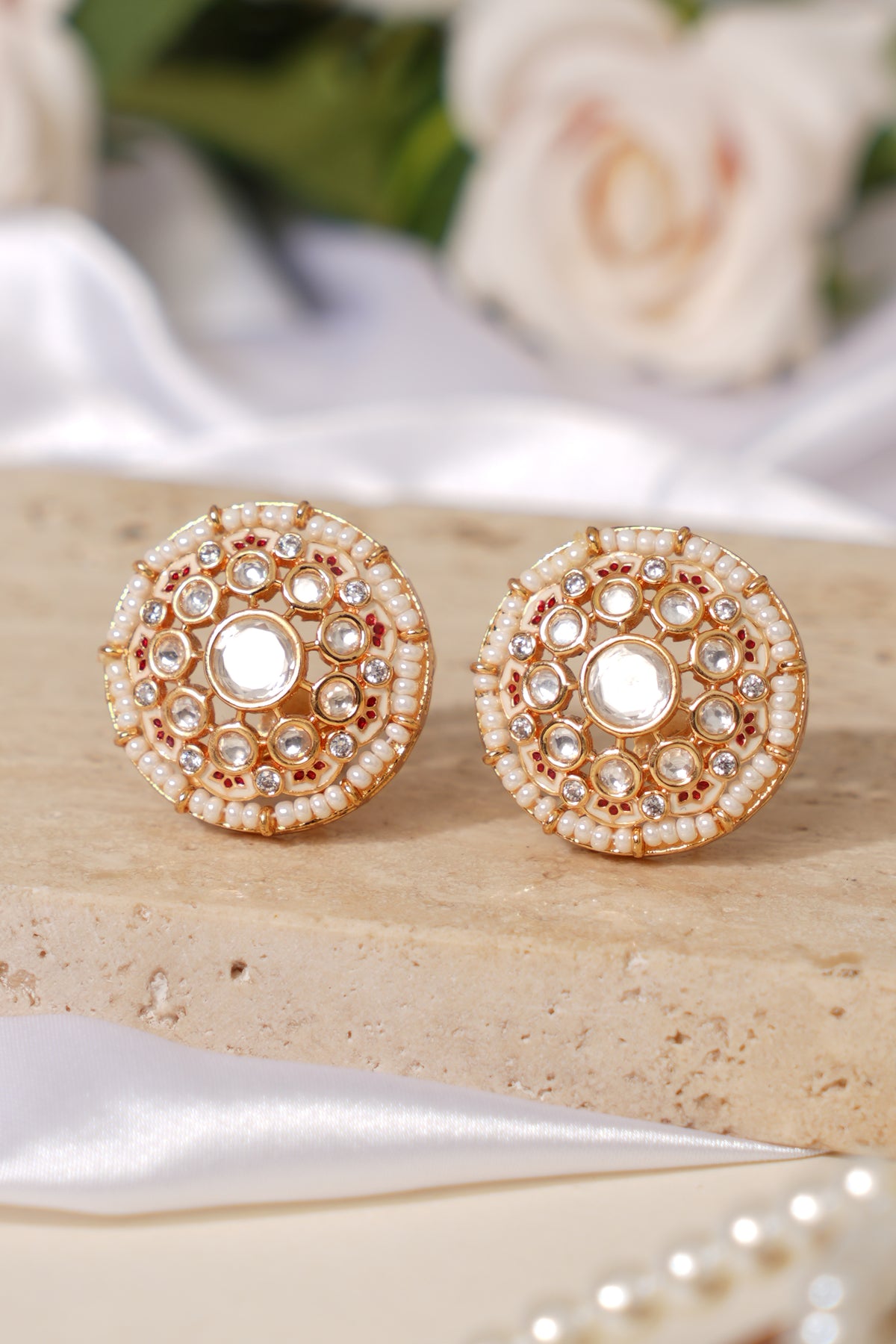 Kundan Gold Look Stud Earrings