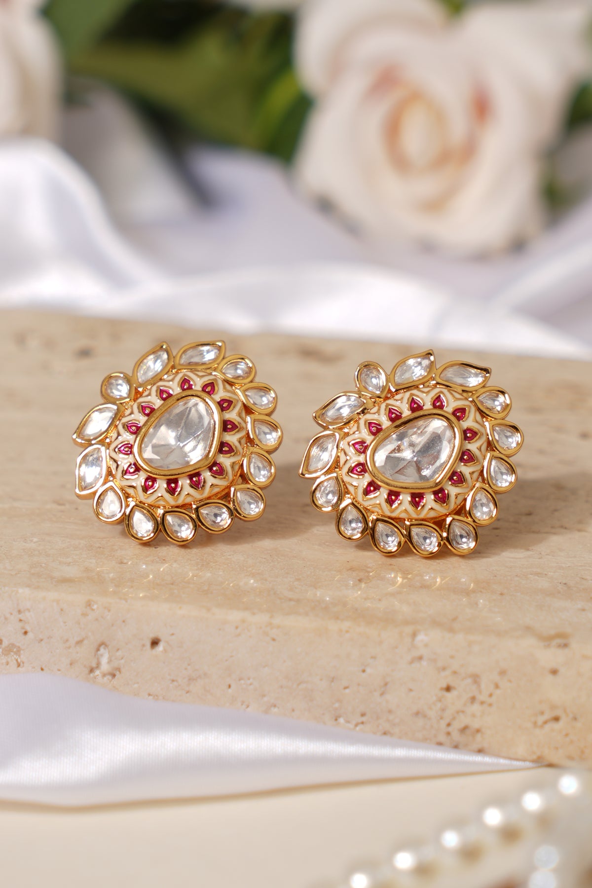 Kundan Party Wear Stud Earrings
