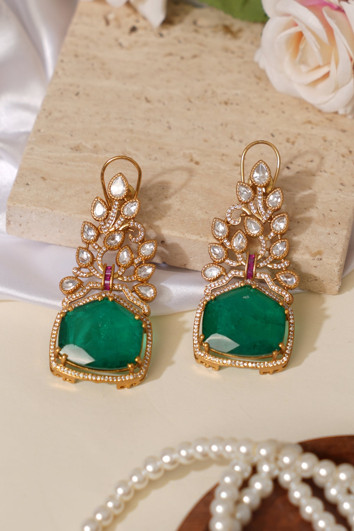 Doublet Kundan Gold Look Long Earrings