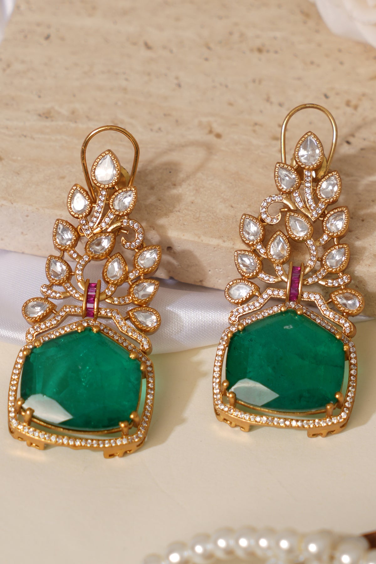 Doublet Kundan Gold Look Long Earrings