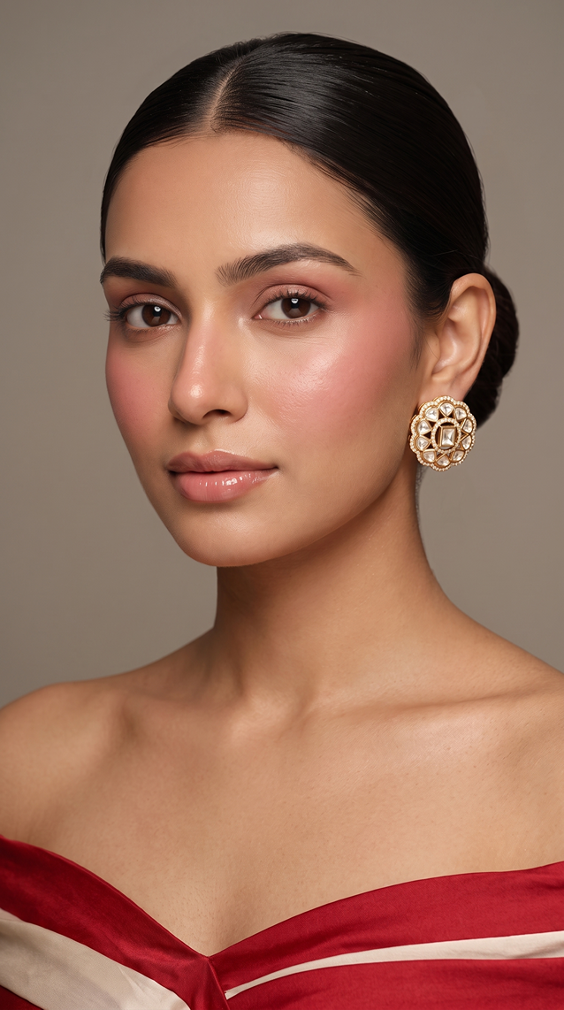 Statement Kundan Stud Earrings