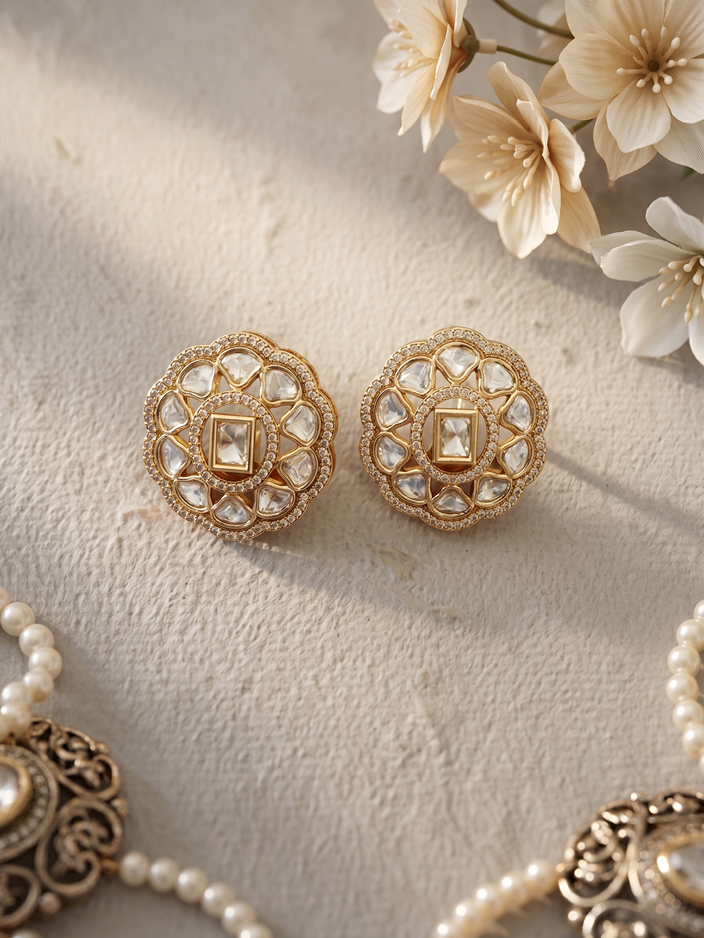 Statement Kundan Stud Earrings