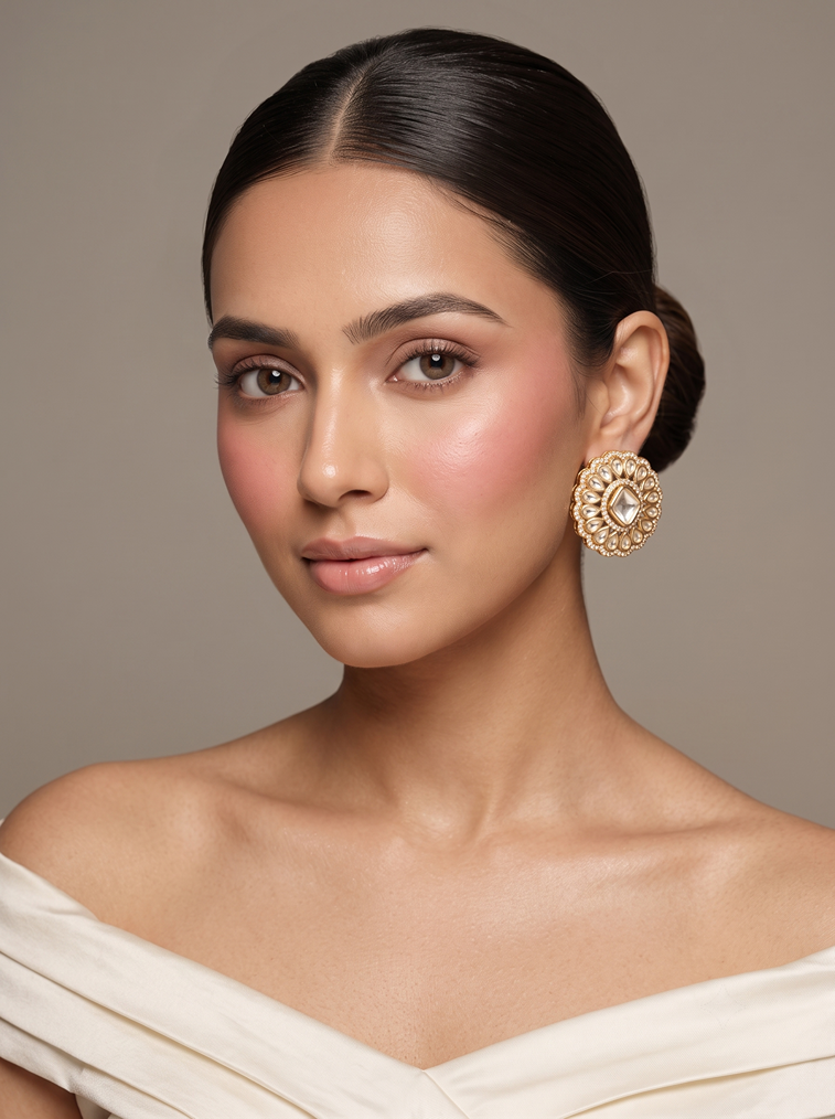 Royal Kundan Polki Stud Earrings