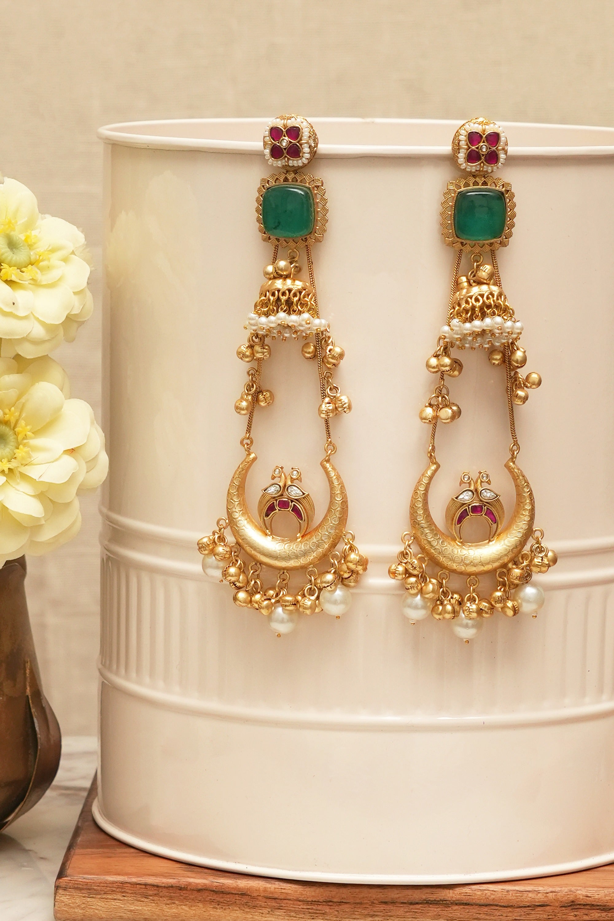 Kashmiri Style Gold Plated Earrings