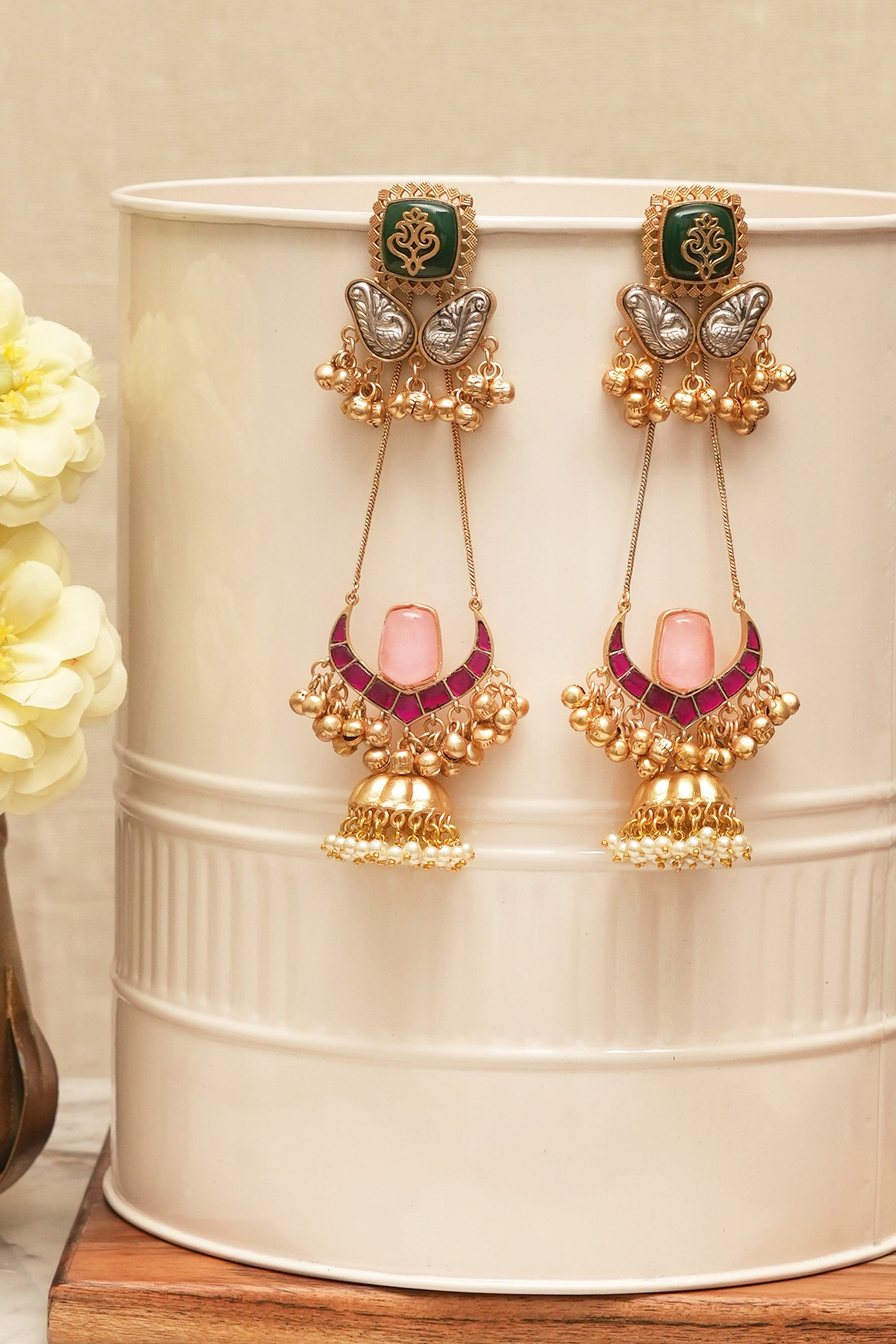 Kashmiri Pearl Jhumka Earrings
