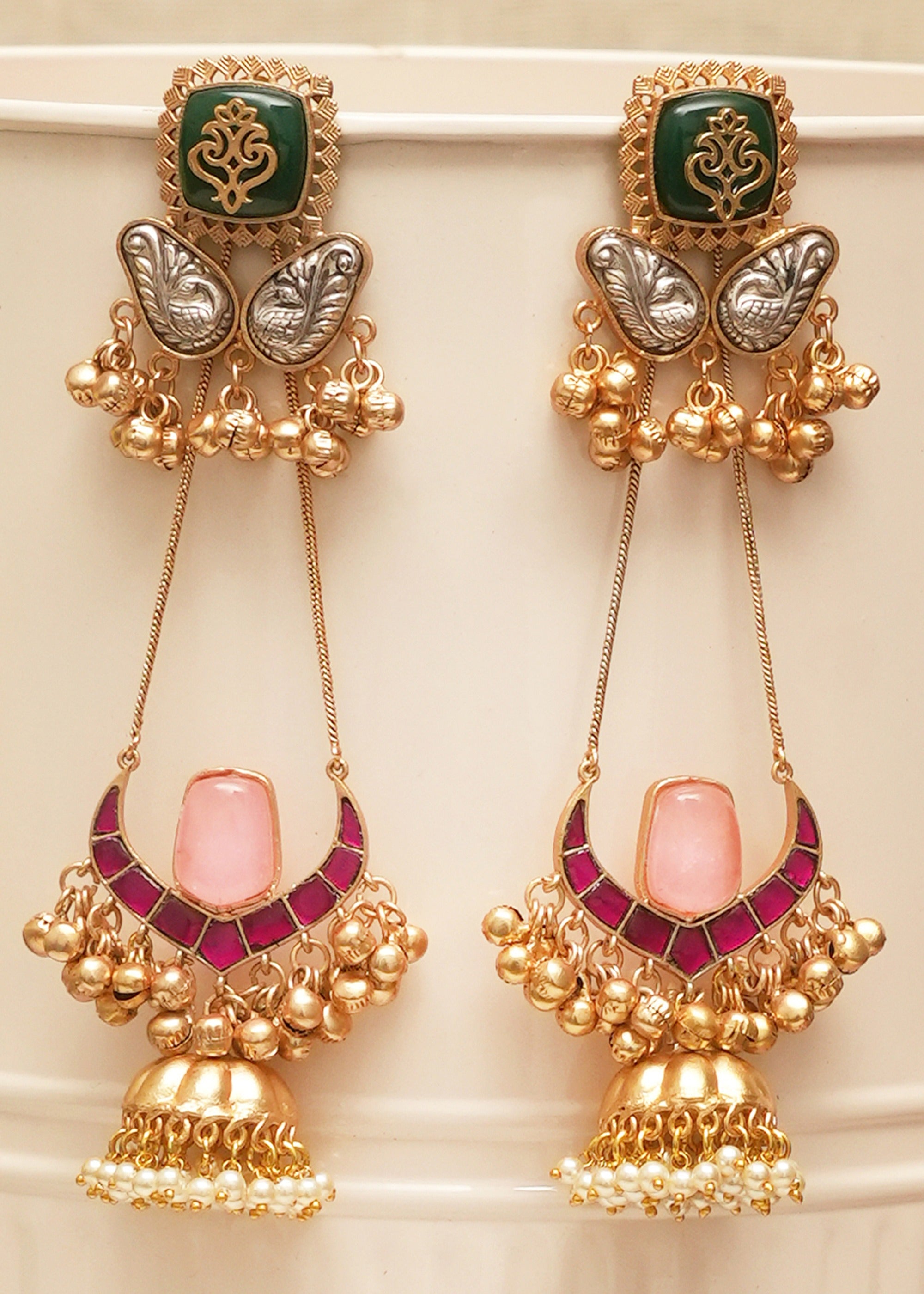 Kashmiri Pearl Jhumka Earrings