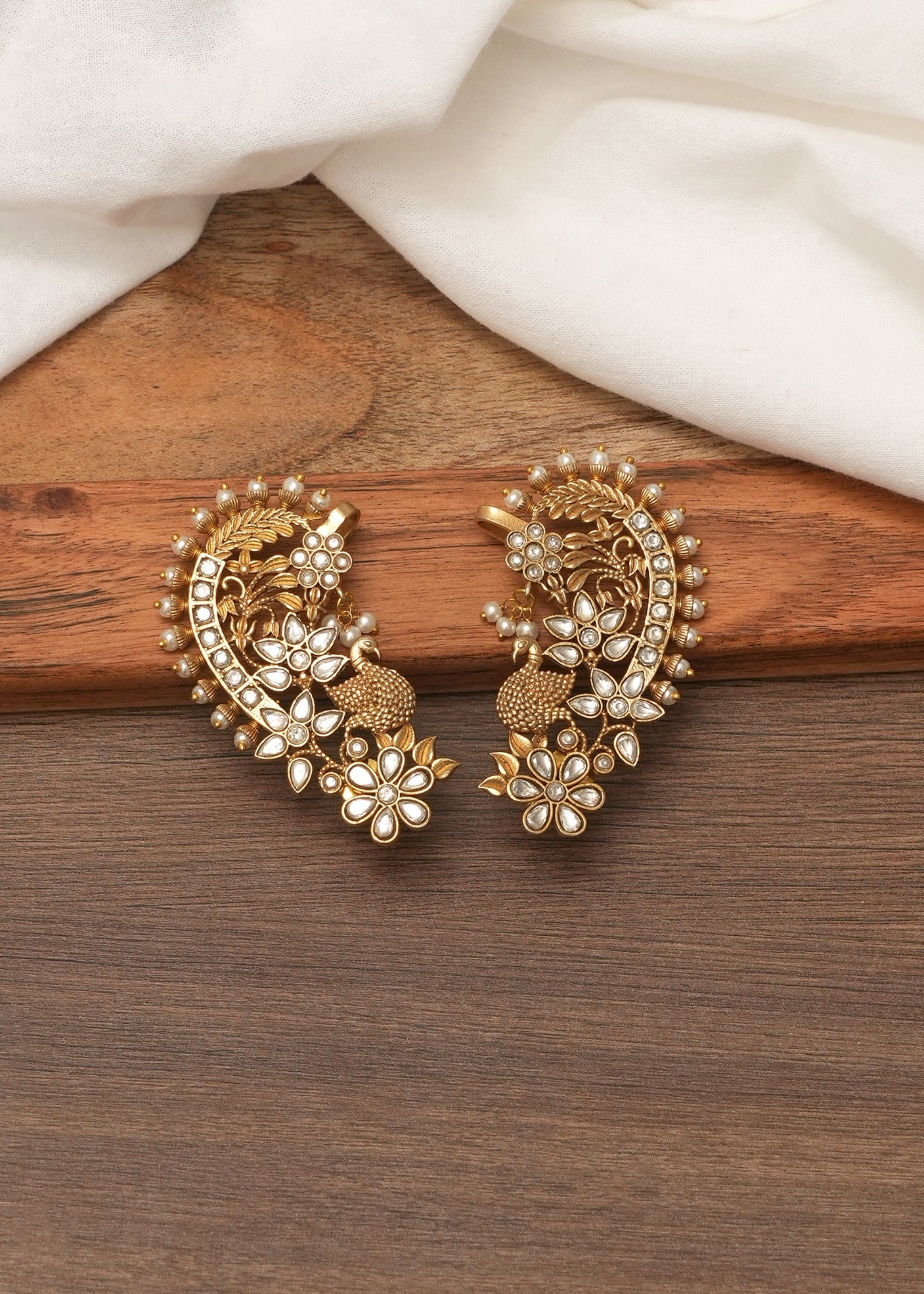 Antique Gold Ear Cuff Earrings