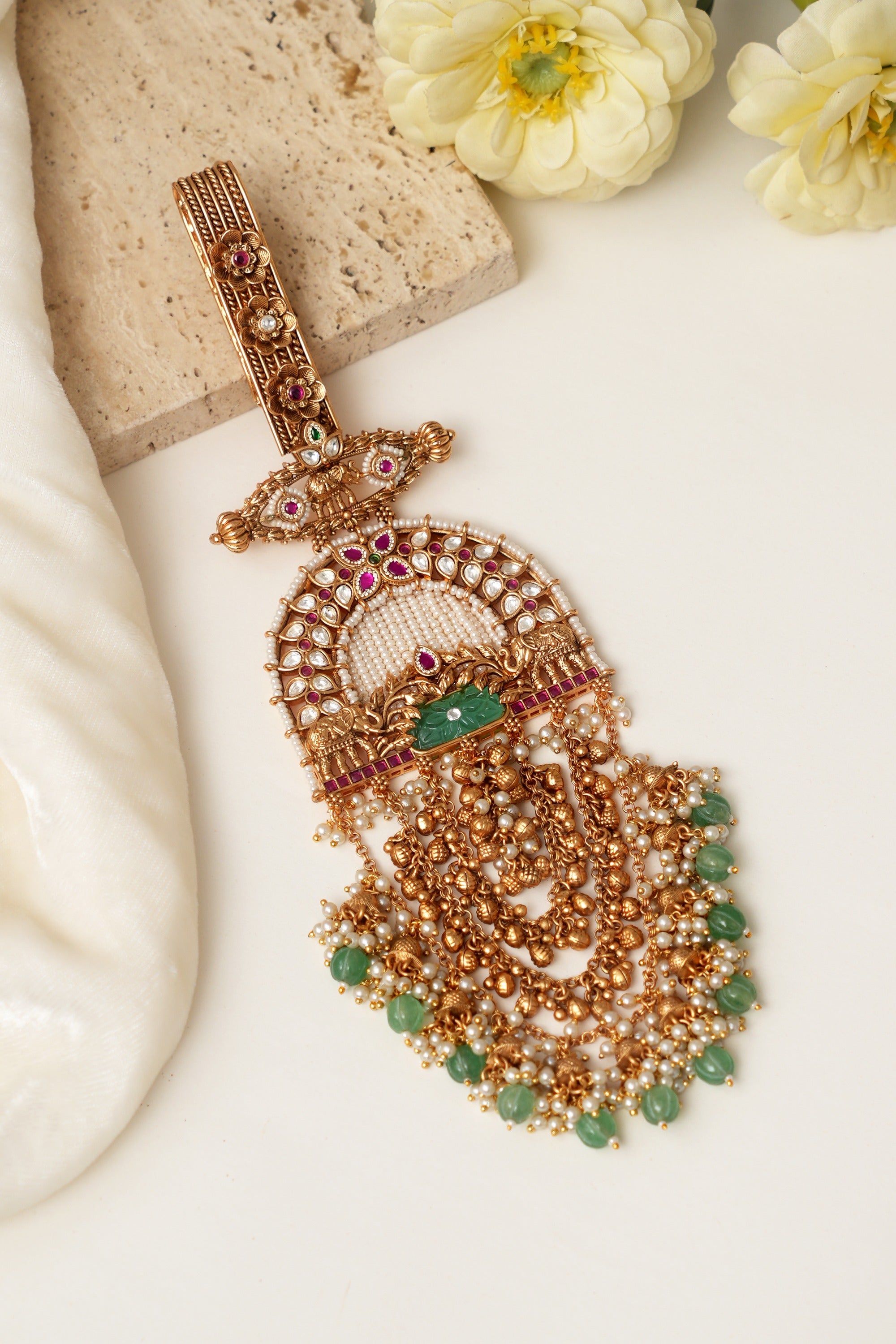 Premium Rajwadi Heritage Gold Look Challa