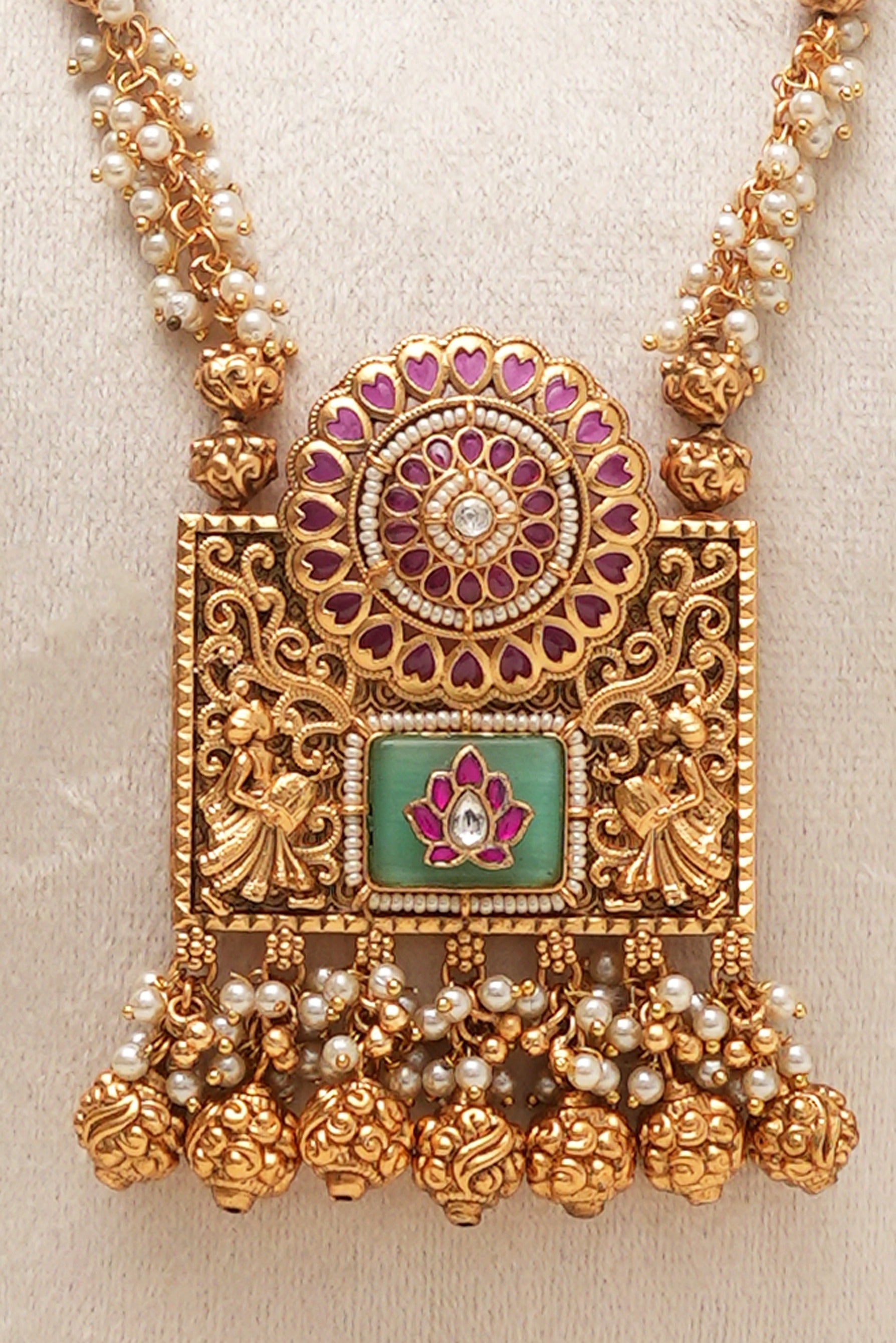 Maharani Heritage Gold Look Long Necklace Set