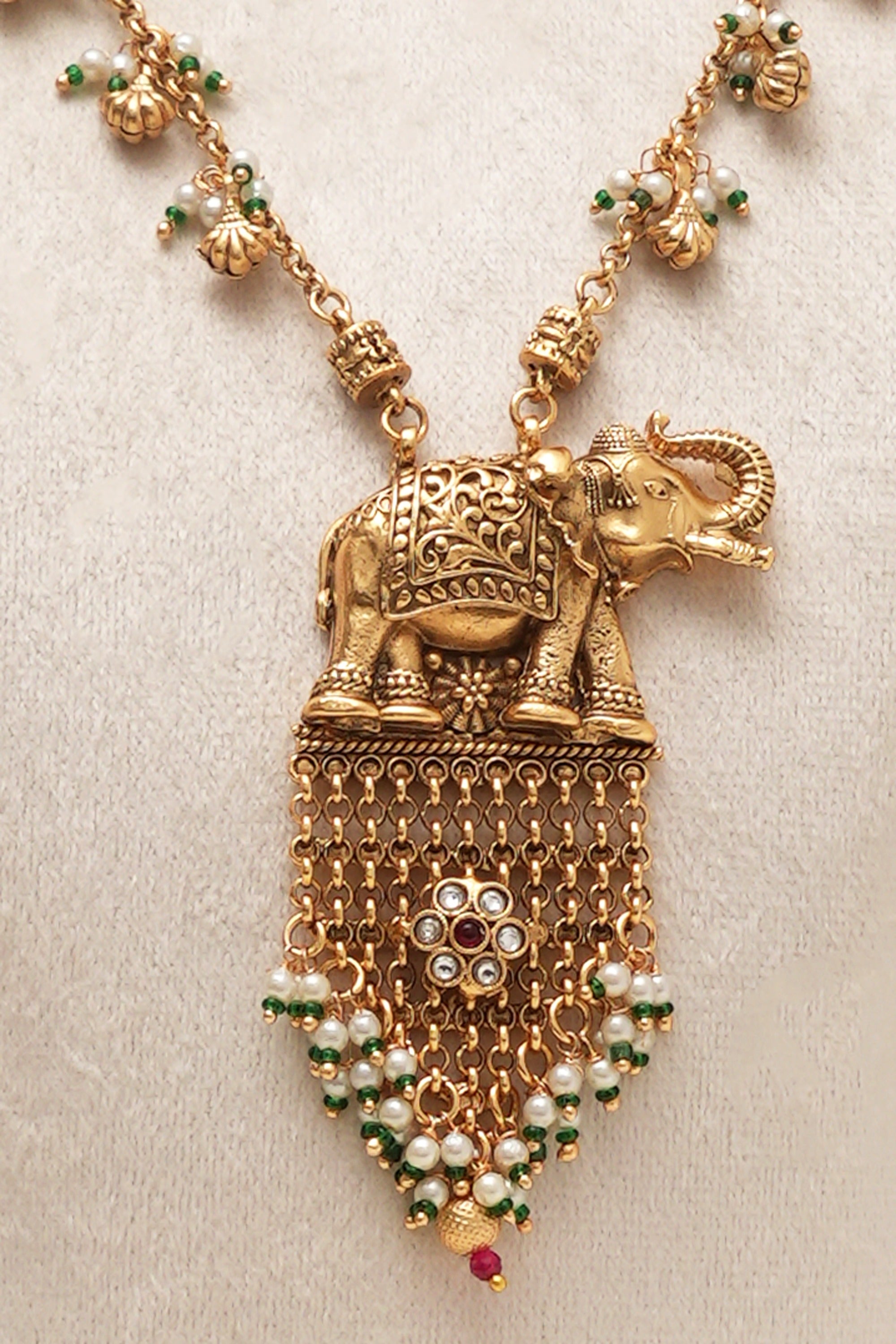 Heritage Elephant Motif Long Necklace Set