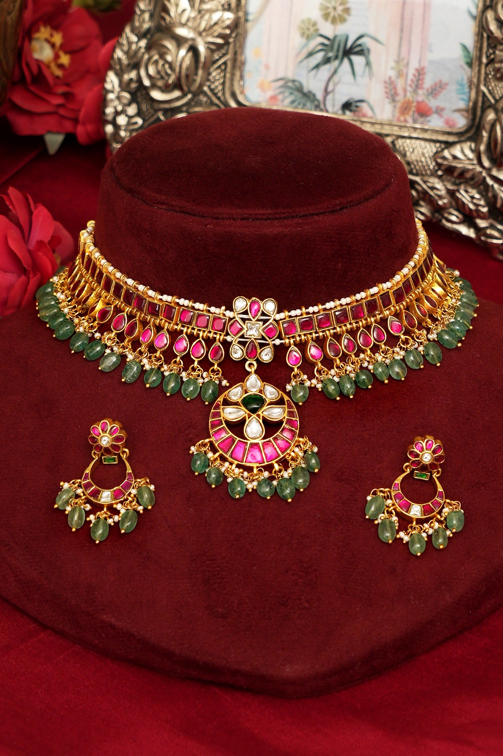 Traditional Kundan Jadau Temple Choker