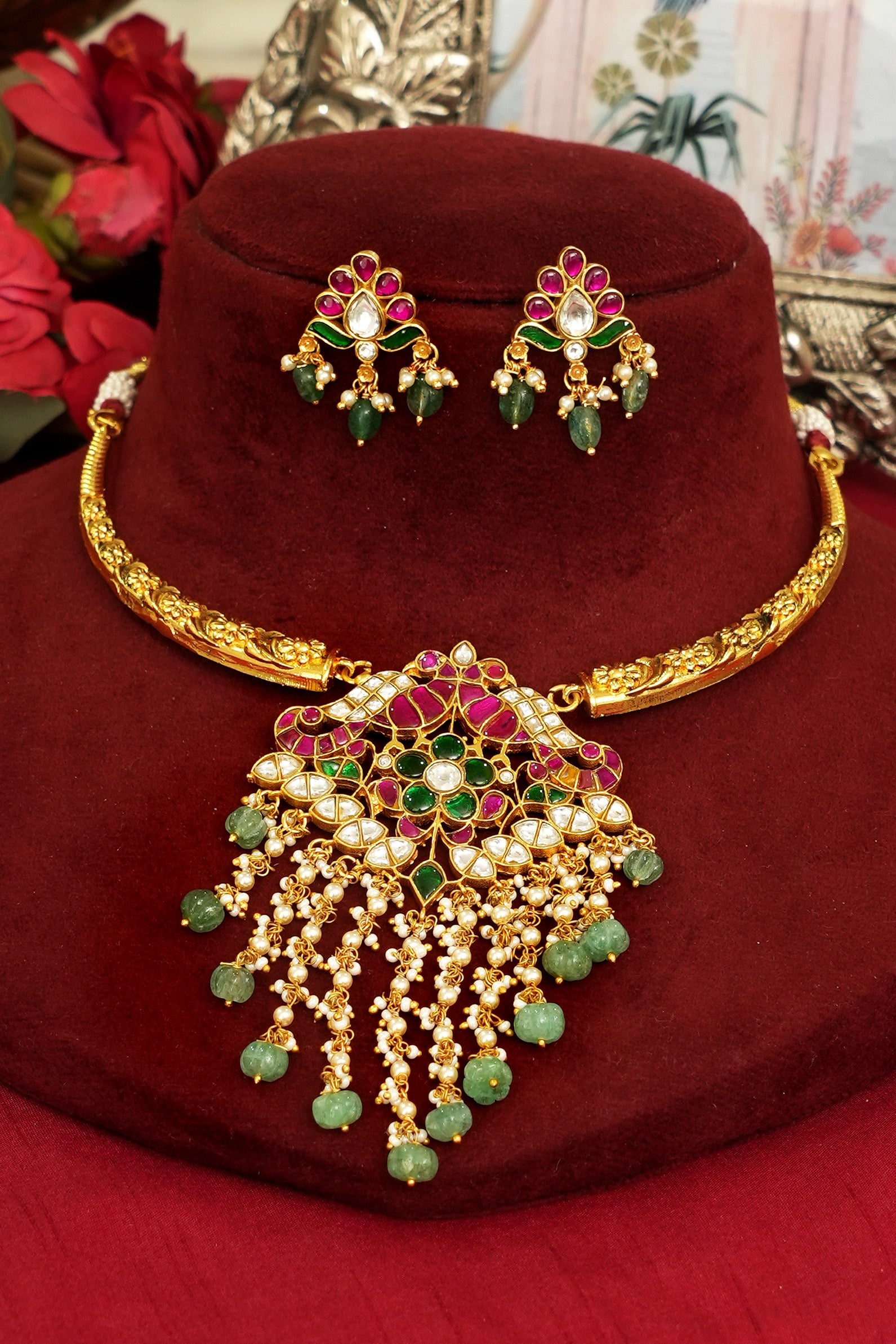Traditional Temple Treasure Jadau Hasli