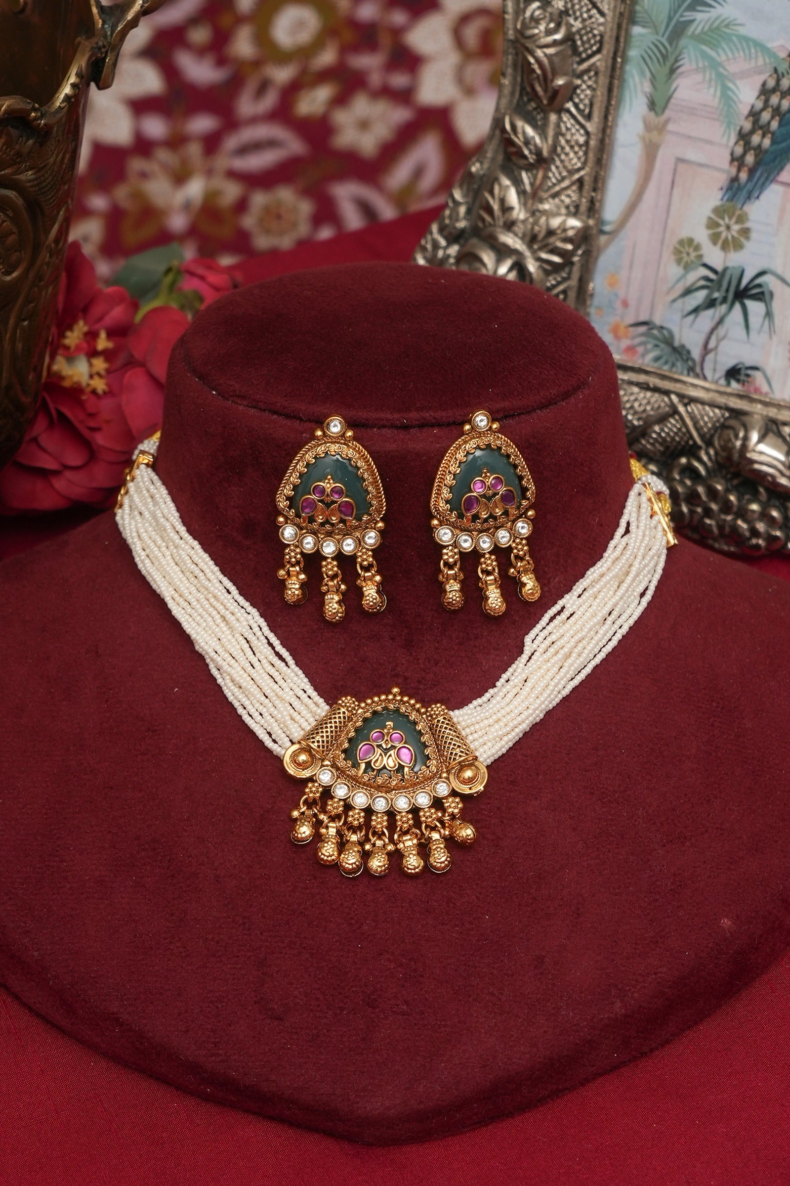 Heritage Kundan Pearl Necklace Set