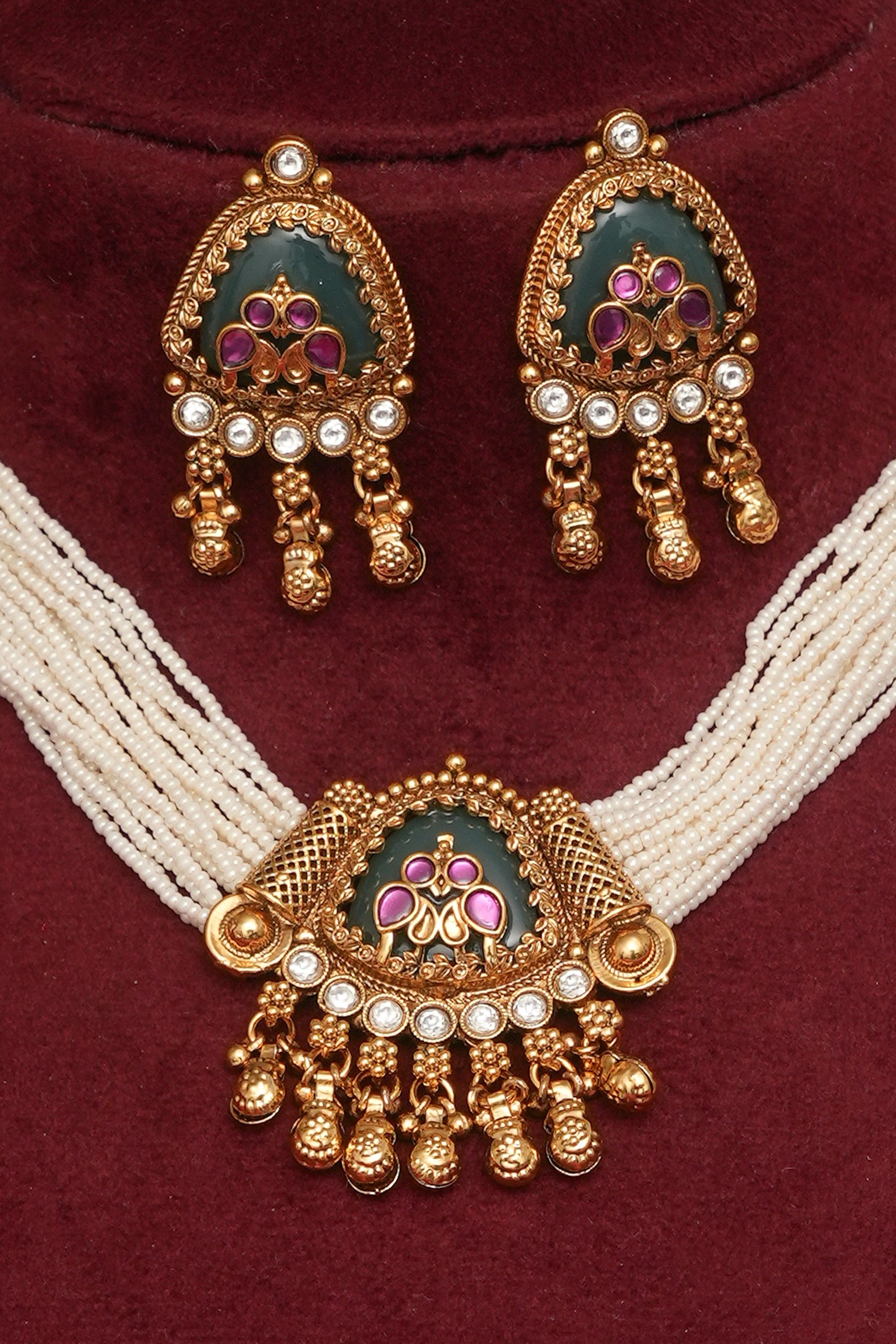 Heritage Kundan Pearl Necklace Set