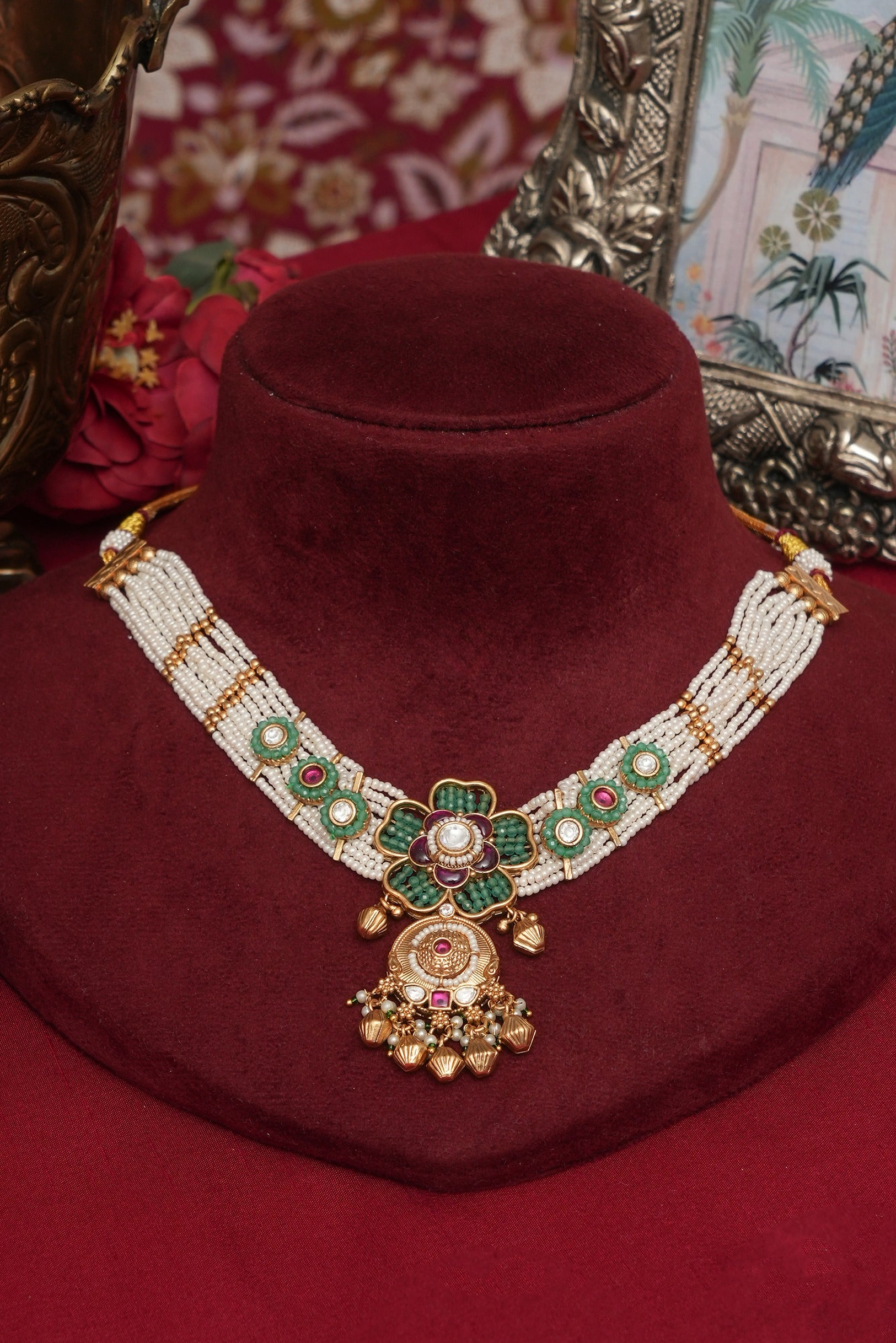 Heritage Kundan Pearl Necklace Set