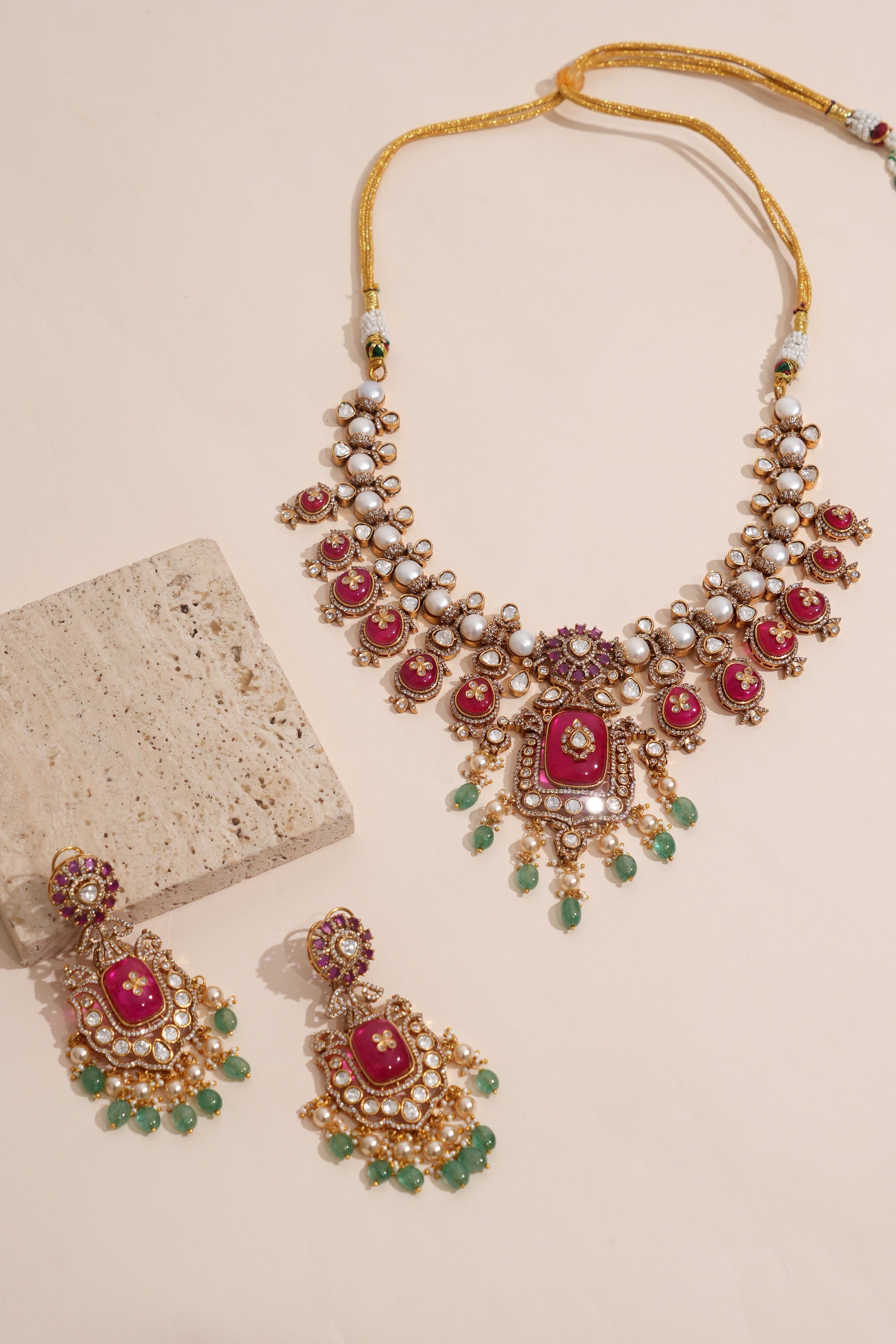 Royal Moissanite Kundan Gold Plated Necklace Set