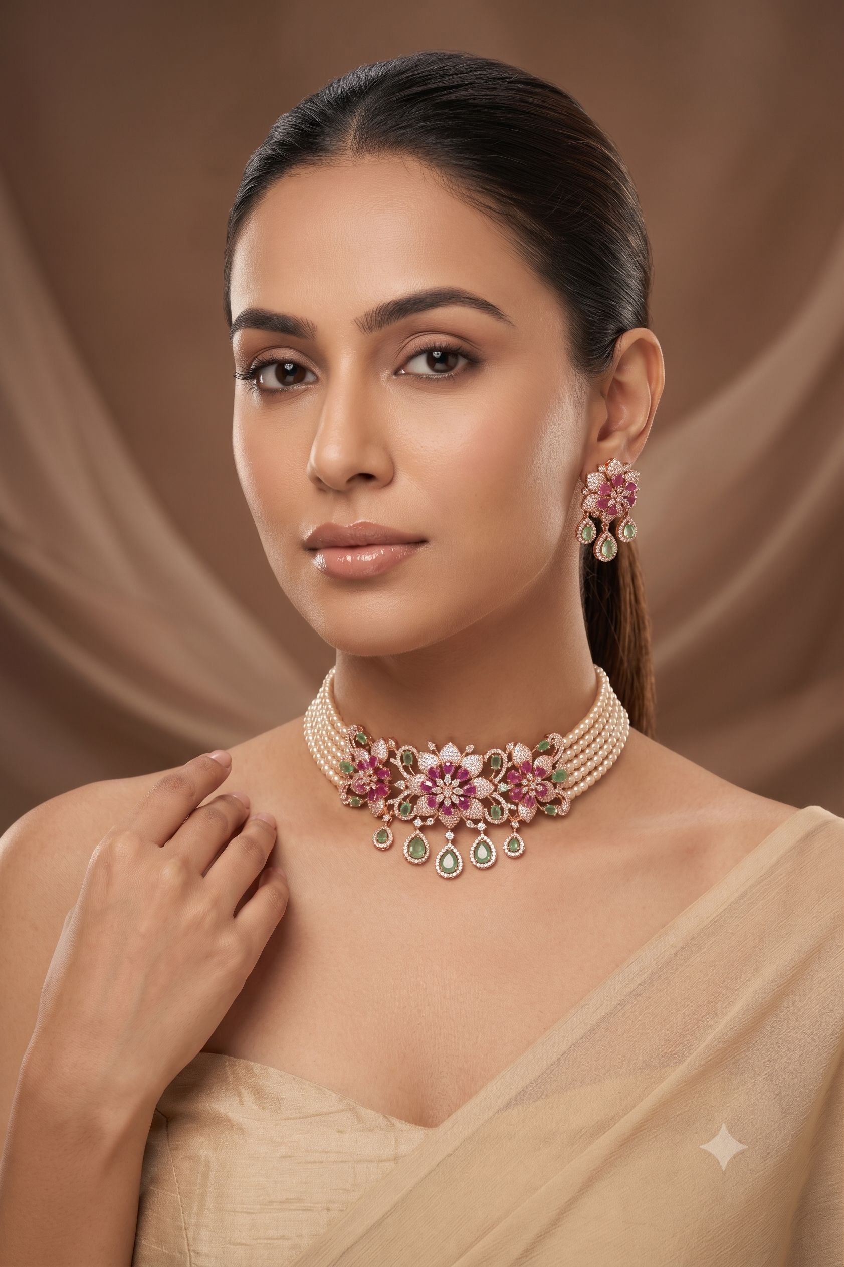 Premium Moissanite Doublet Statement Necklace Set