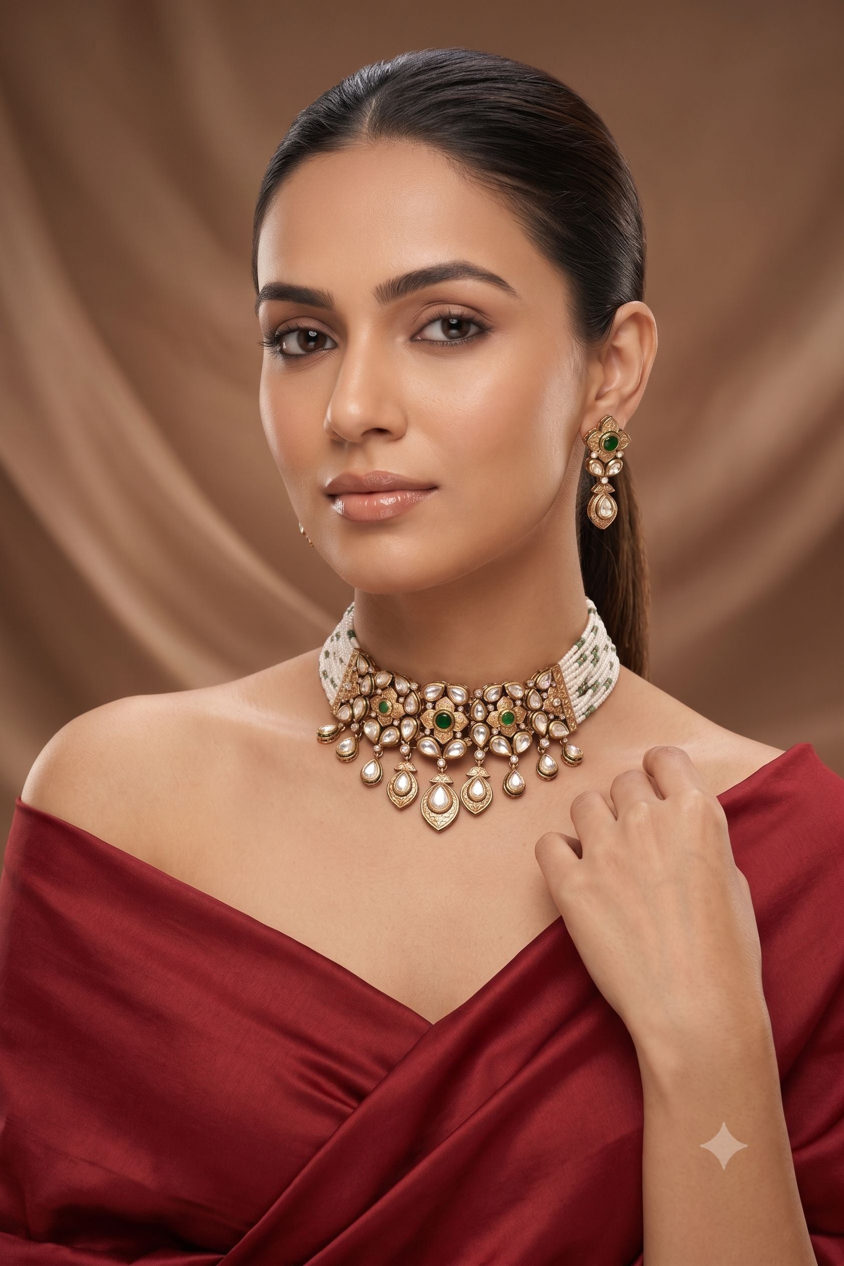 Gold Plated Moissanite Doublet Wedding Jewellery Set