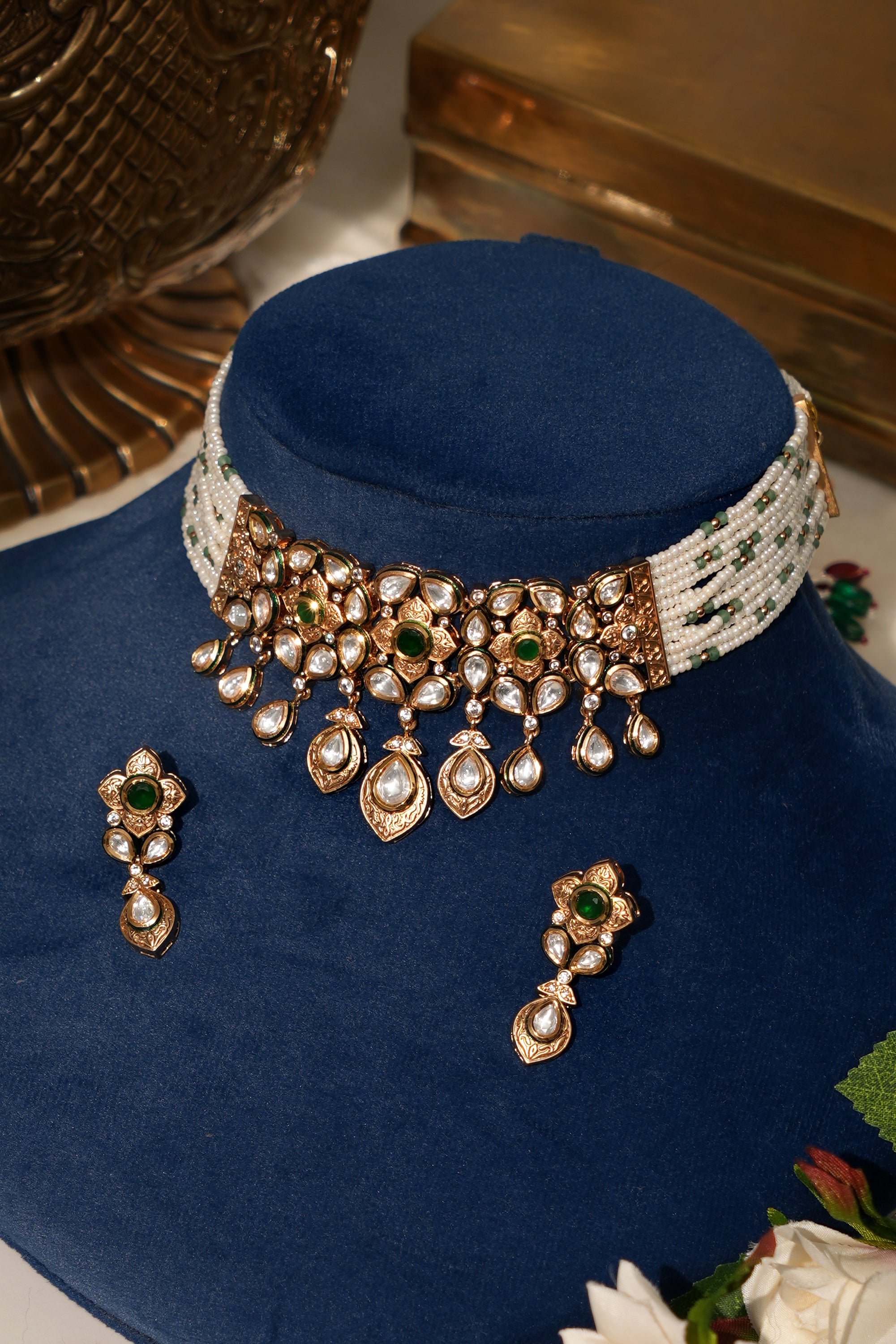 Gold Plated Moissanite Doublet Wedding Jewellery Set