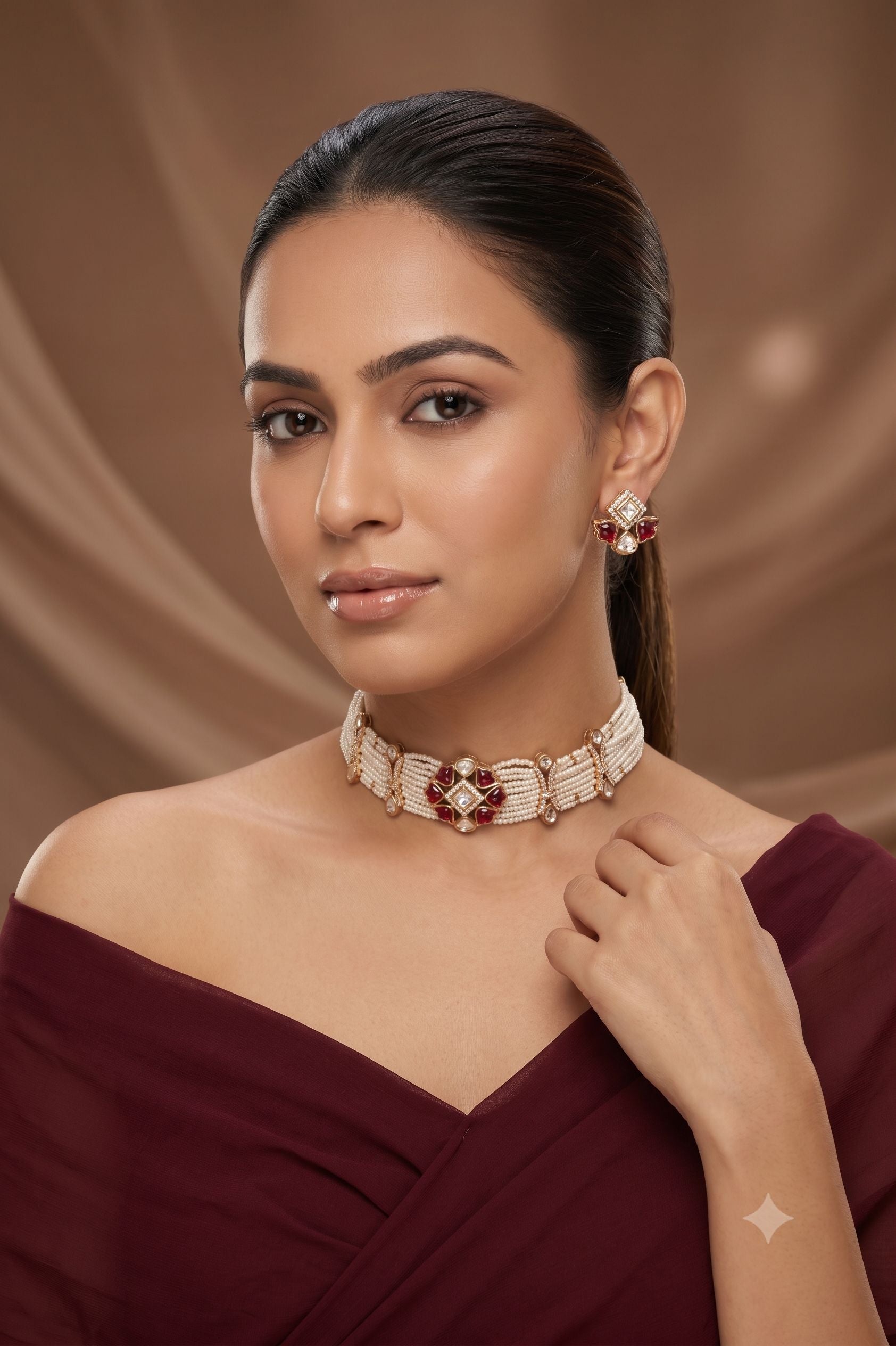 Anaya Premium Moissanite Doublet Statement Choker Set