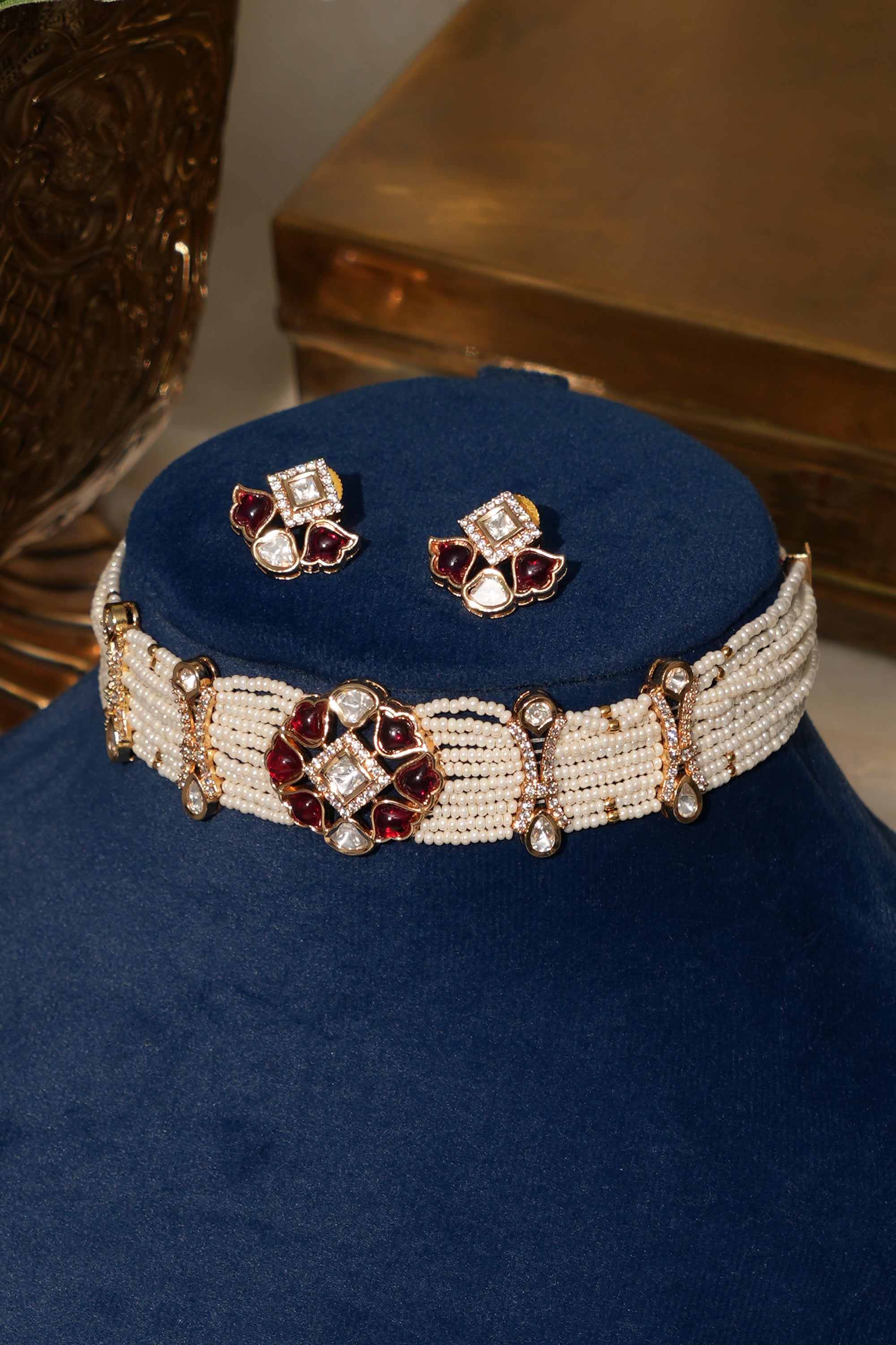 Anaya Premium Moissanite Doublet Statement Choker Set