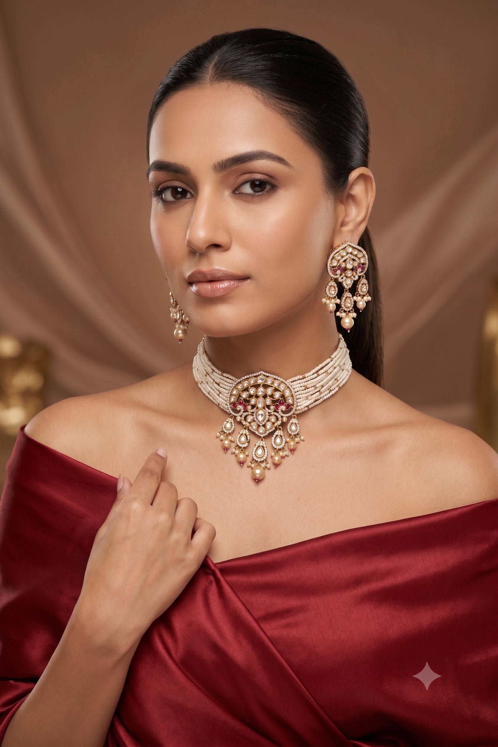 Royal Moissanite Ruby Jewellery Set