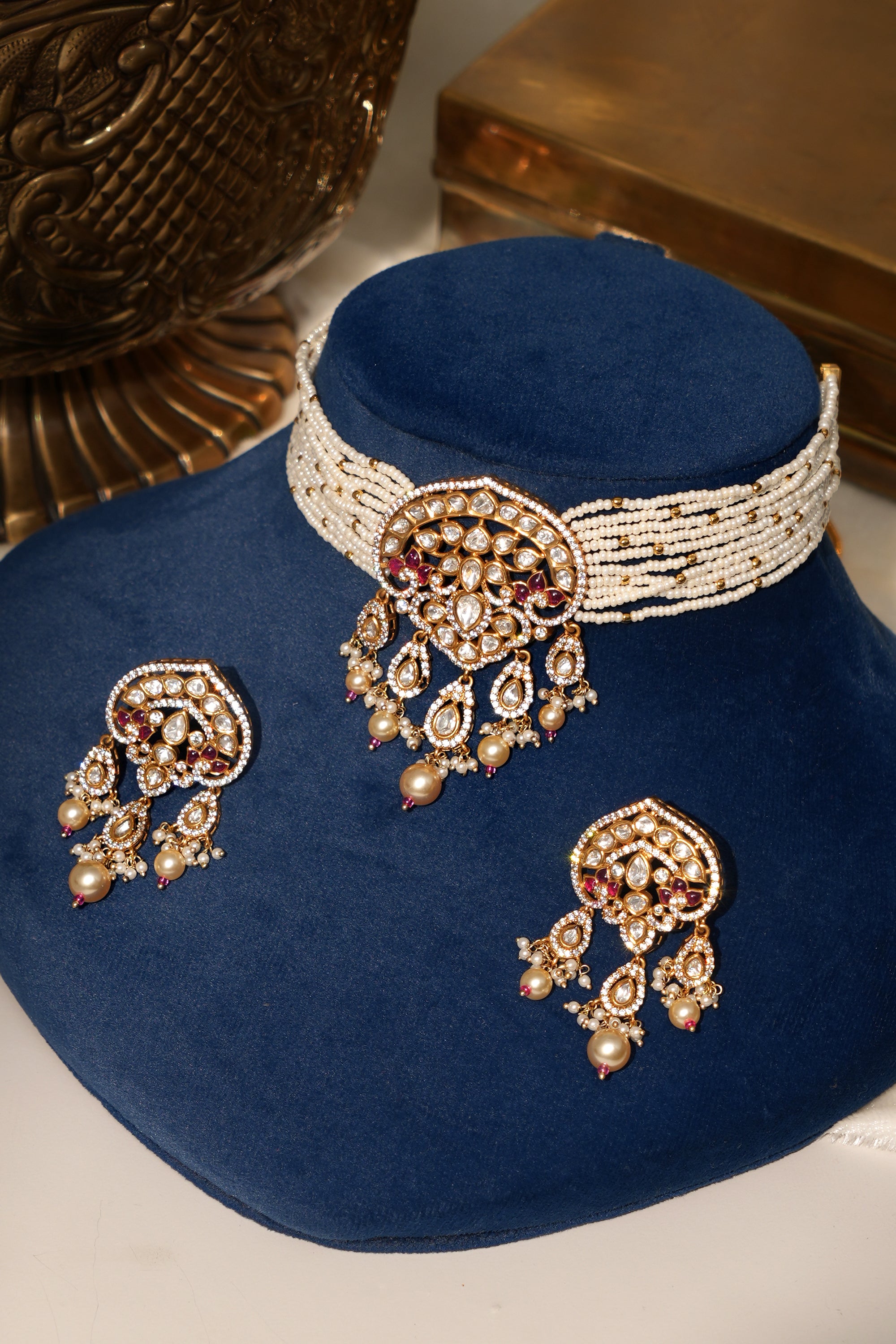 Royal Moissanite Ruby Jewellery Set