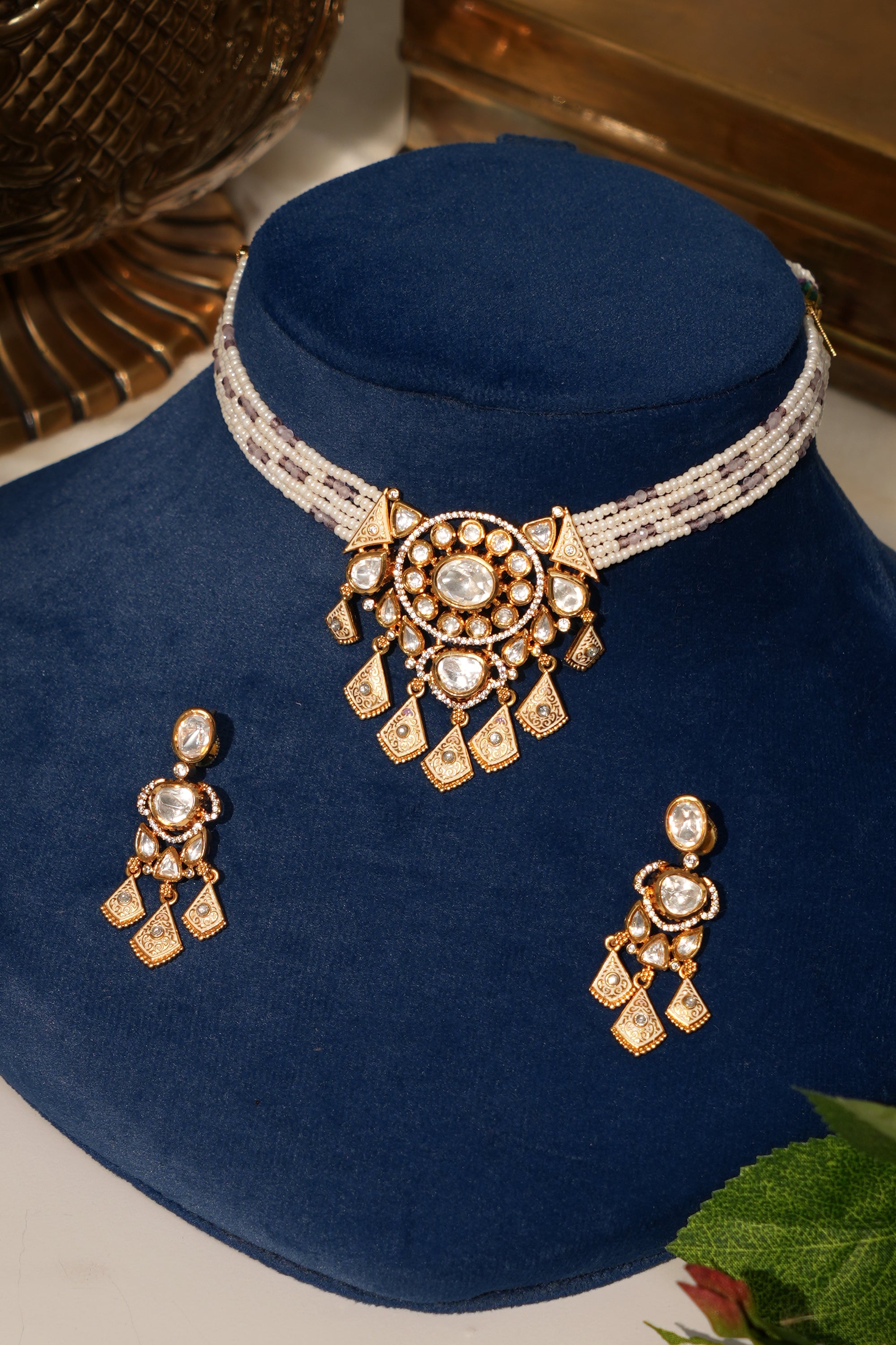 Saanvi Luxury Moissanite Doublet Choker Set