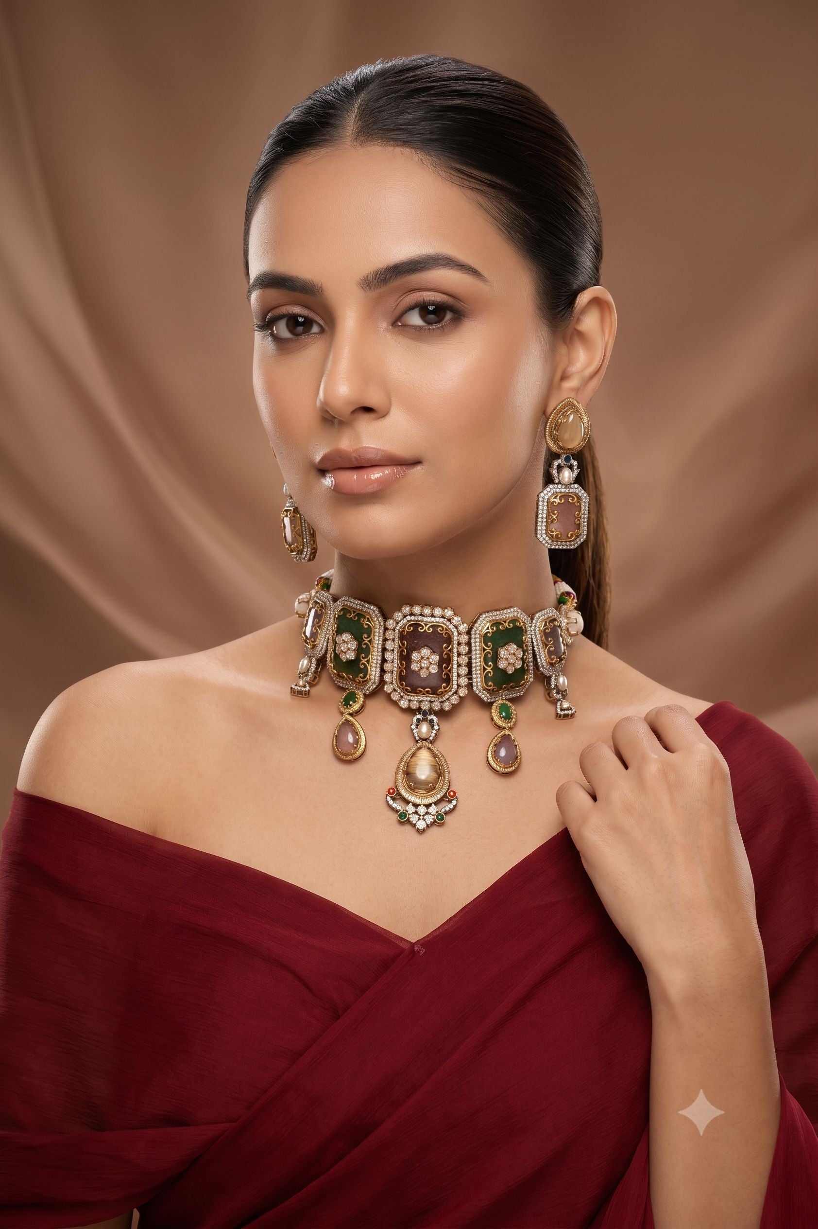Kiara Heritage Moissanite Doublet Necklace Set