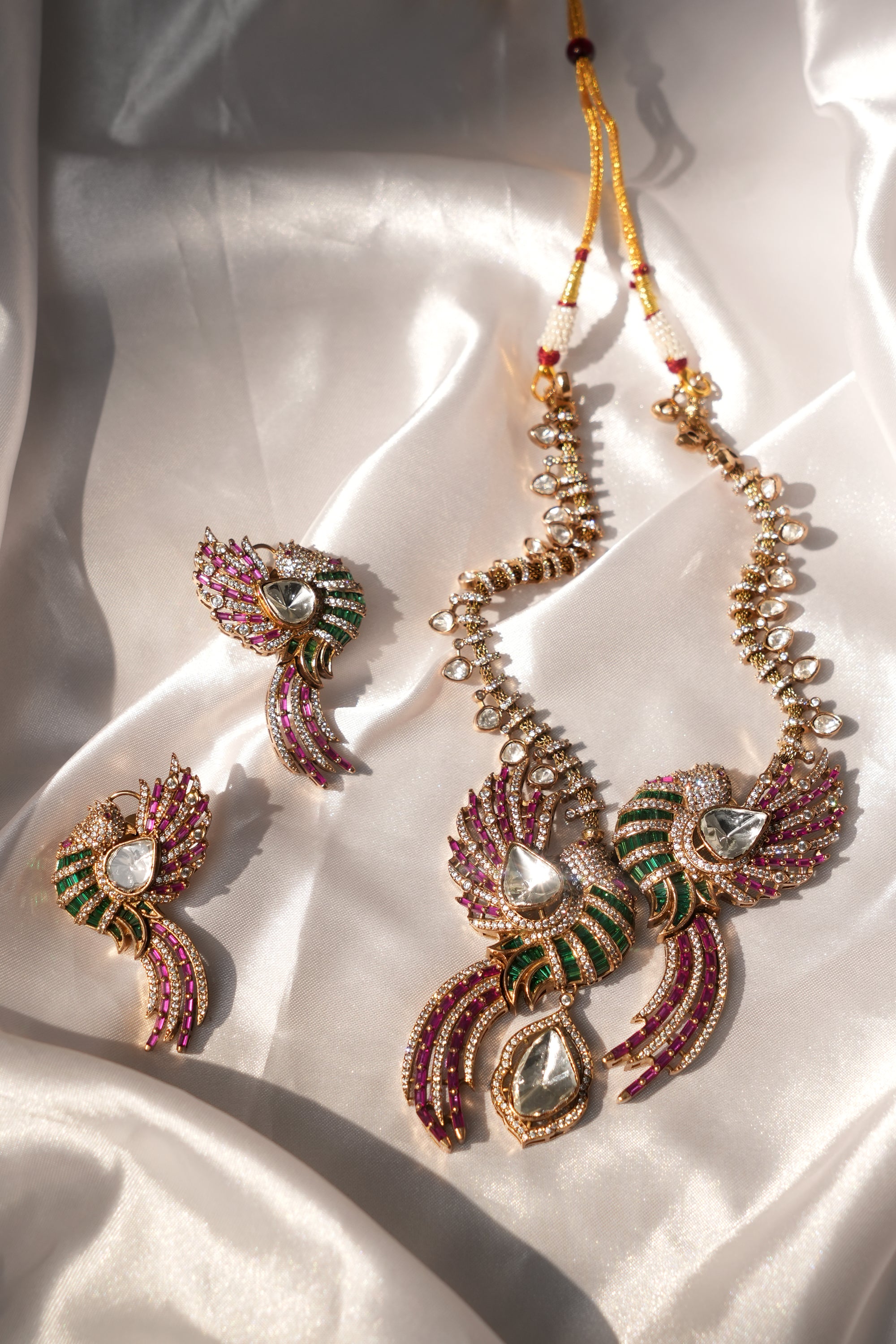 Myra Royal Gold Plated Moissanite Jewellery Set