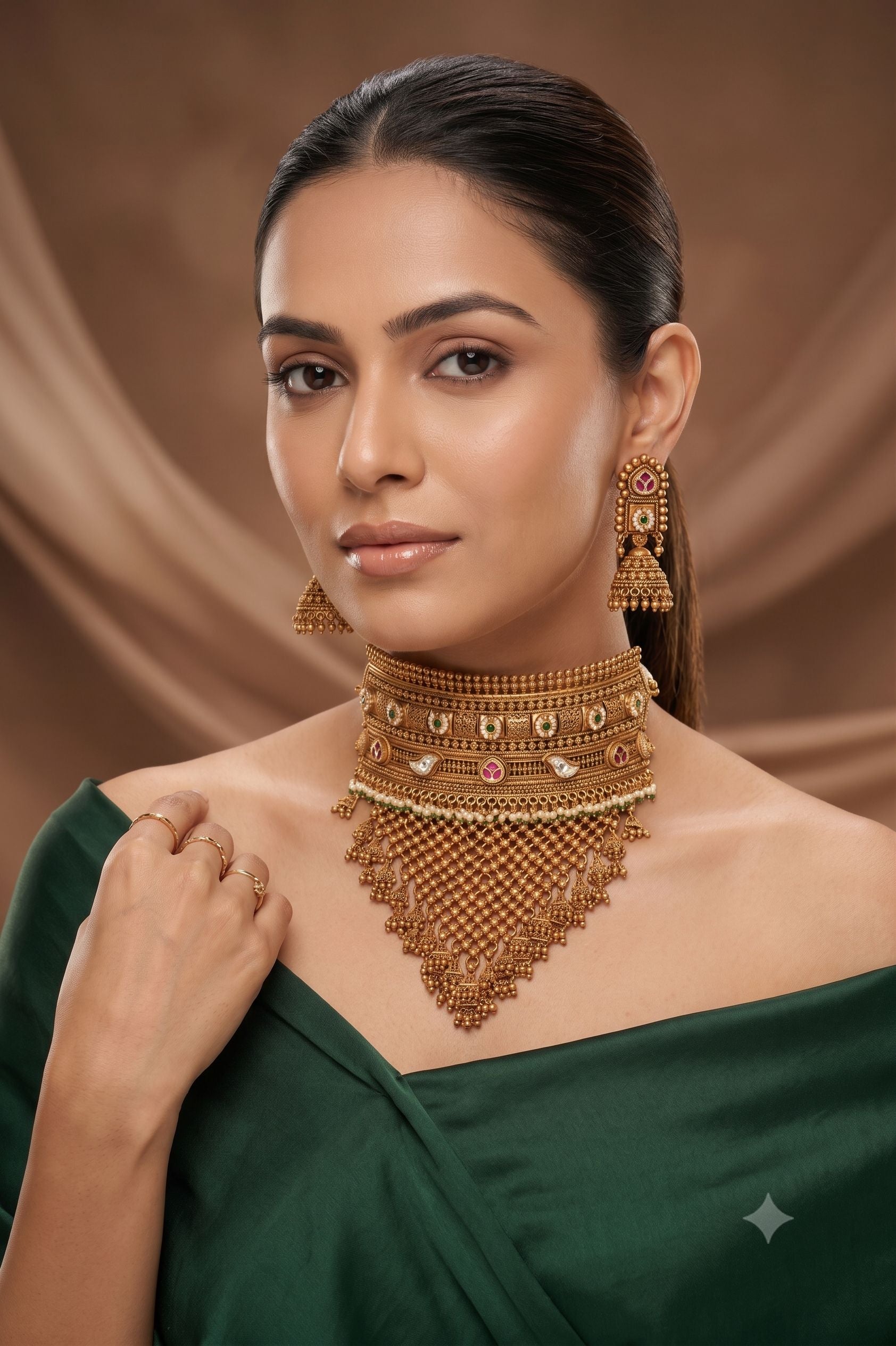 Rajwadi Kundan Wedding Choker Jewellery Set