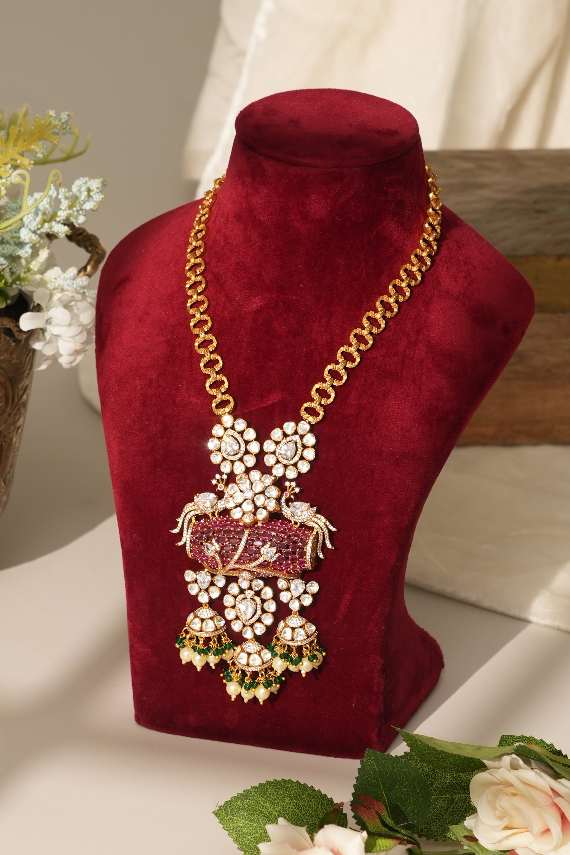 Sharvani Premium Moissanite Doublet Kundan Set
