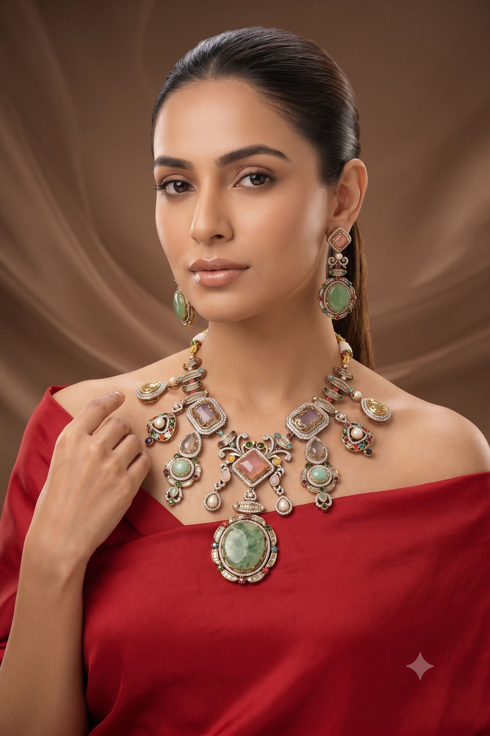 Premium Moissanite Doublet Kundan Set