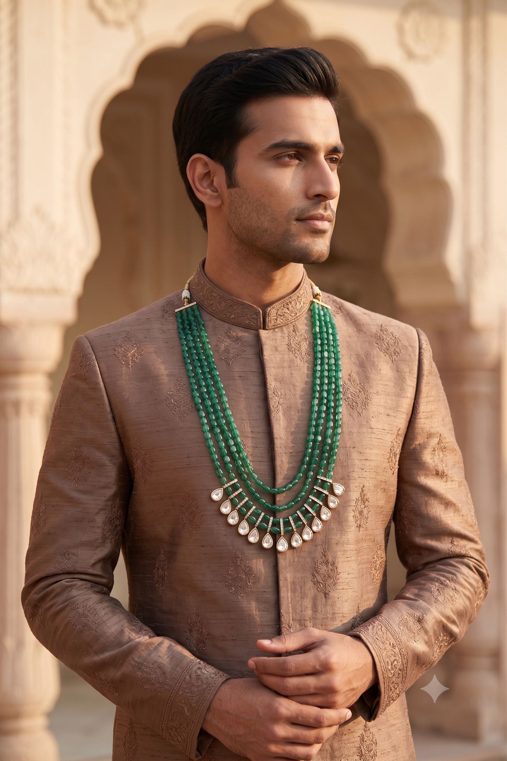 Designer Groom Mala with Emerald