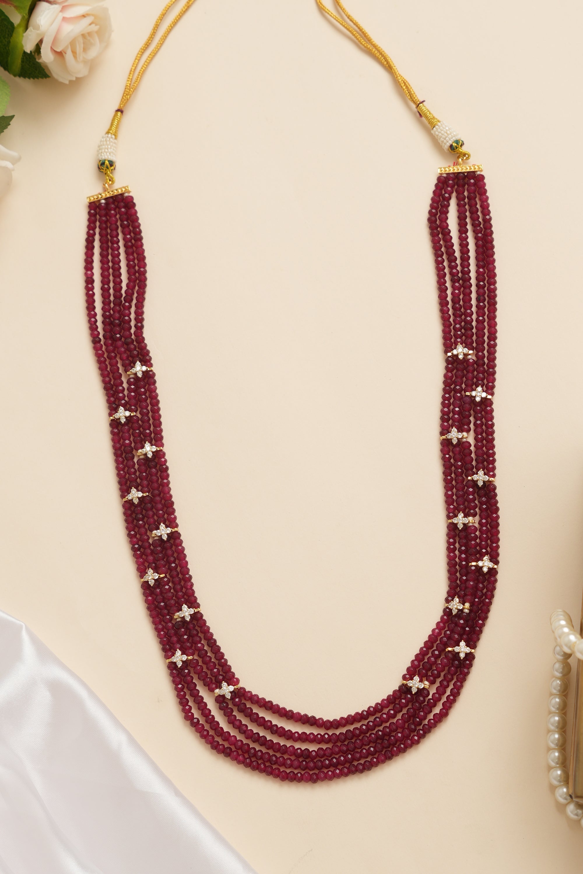 Royal Ruby Pearl Groom Necklace