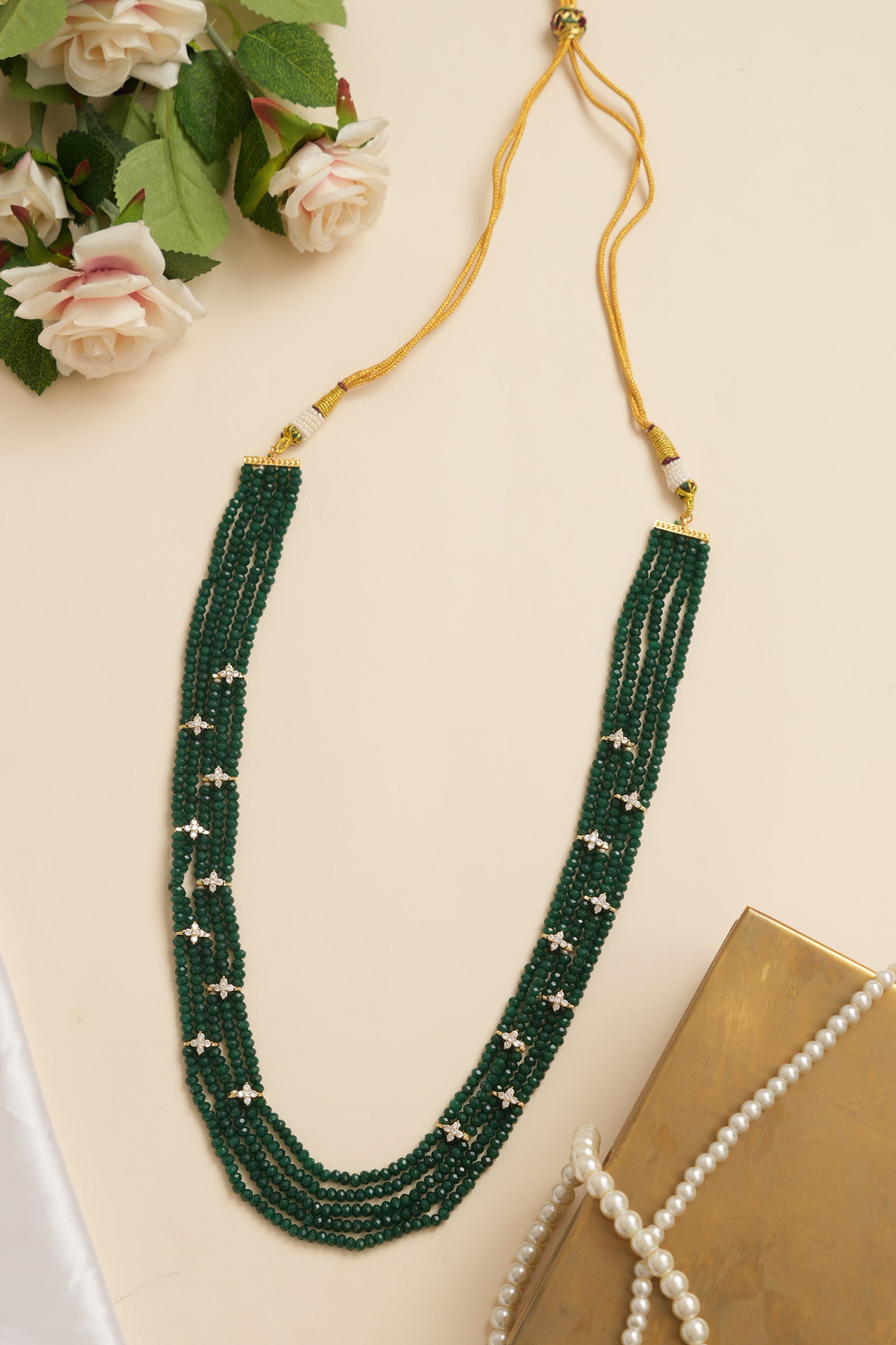Rajwadi Pearl Emerald Groom Wedding Mala