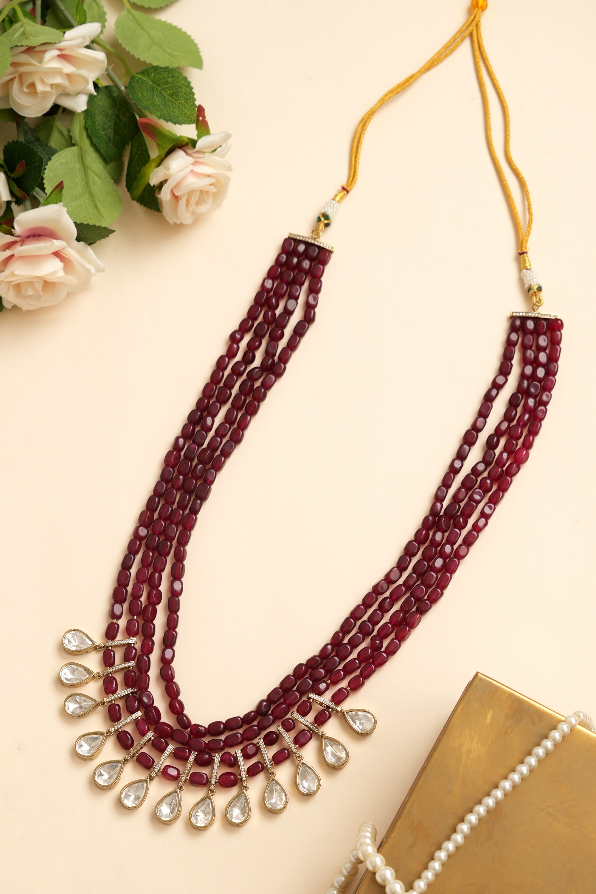 Imperial Pearl Ruby Groom Sherwani Mala
