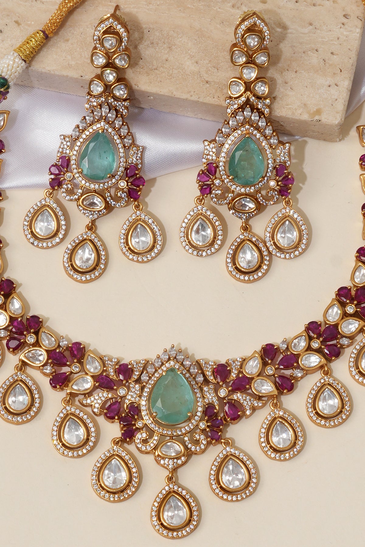 Designer Kundan Necklace Set with Earrings