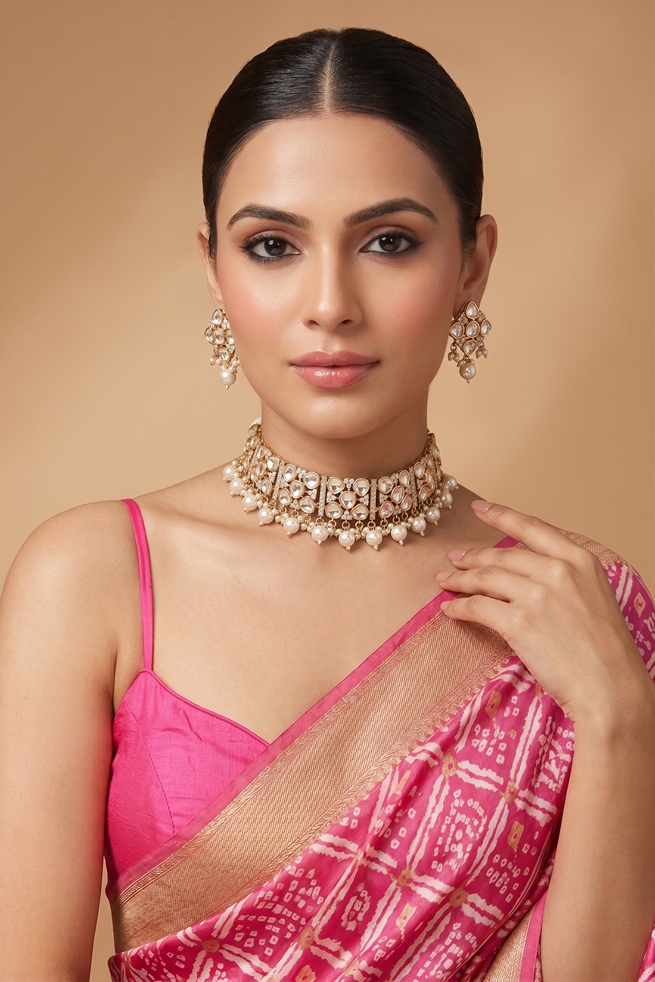 Ishani Premium Designer Moissanite Kundan Set