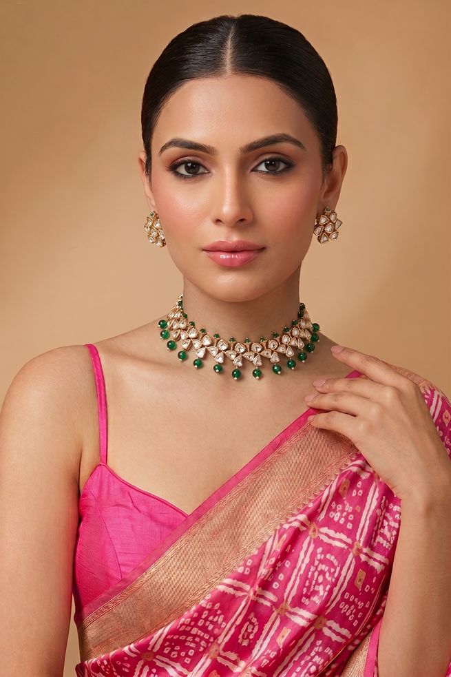 Royal Moissanite Kundan Gold Plated Necklace