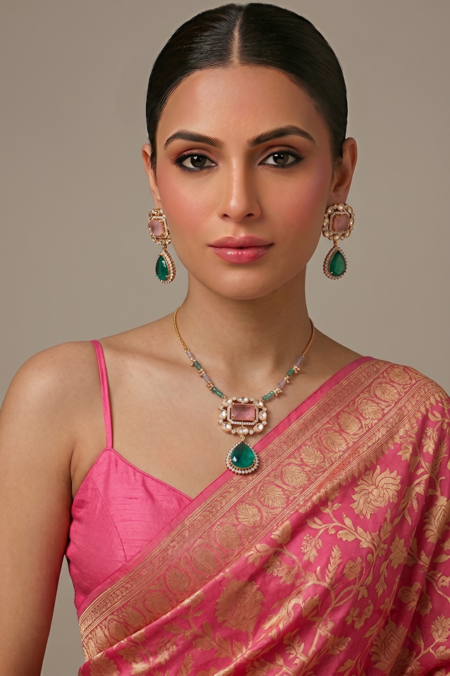Nitya Heritage Moissanite Kundan Necklace Set