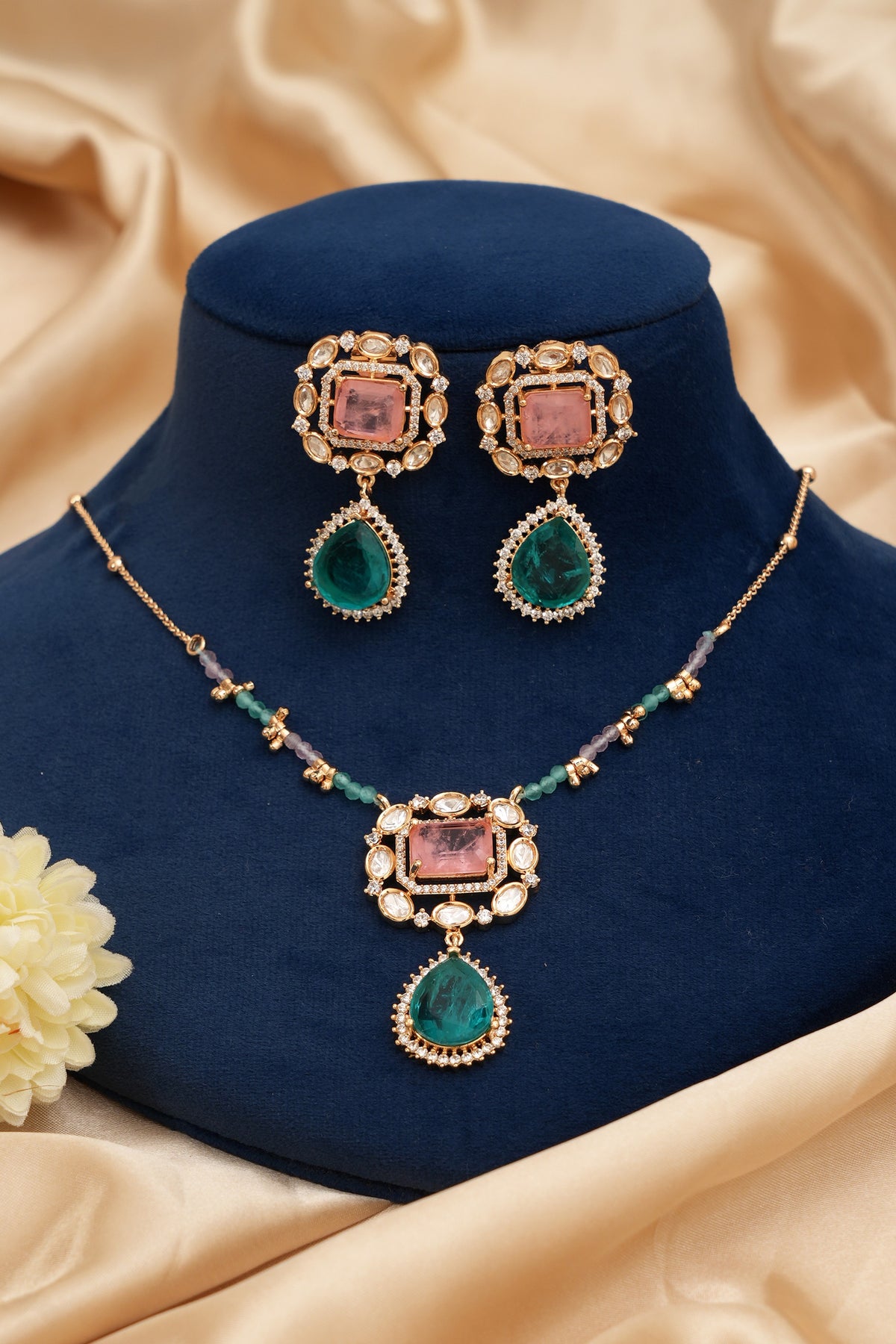 Nitya Heritage Moissanite Kundan Necklace Set