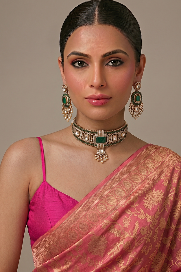 Aarohi Designer Kundan Moissanite Wedding Set