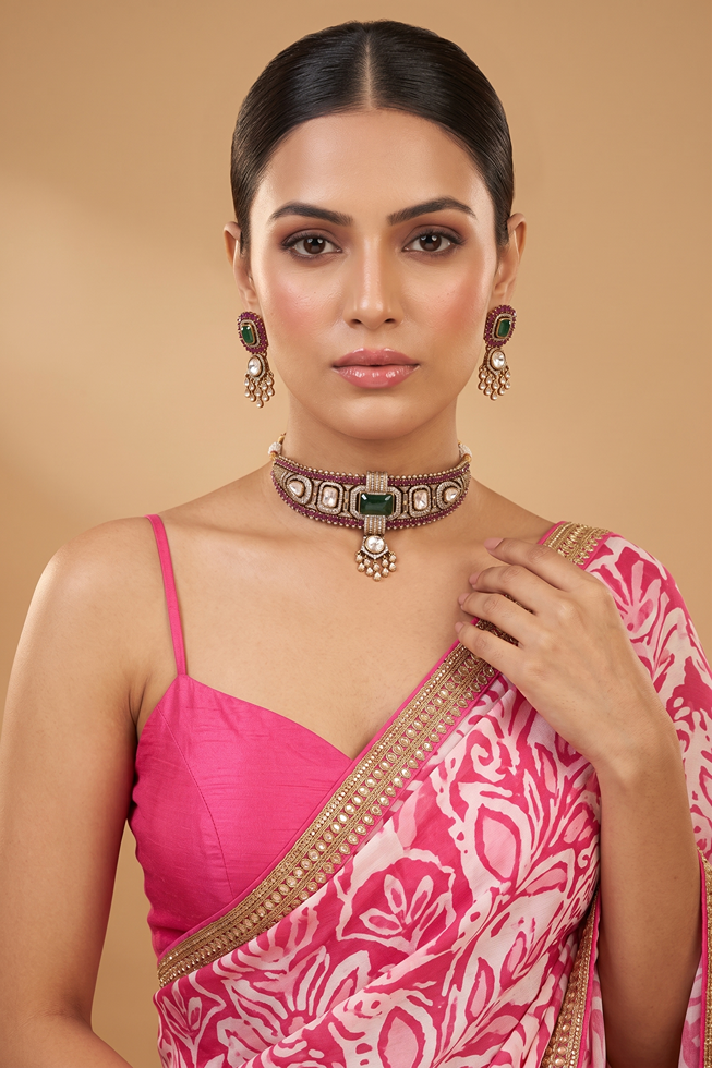 Aarohi Designer Kundan Ruby Wedding Set